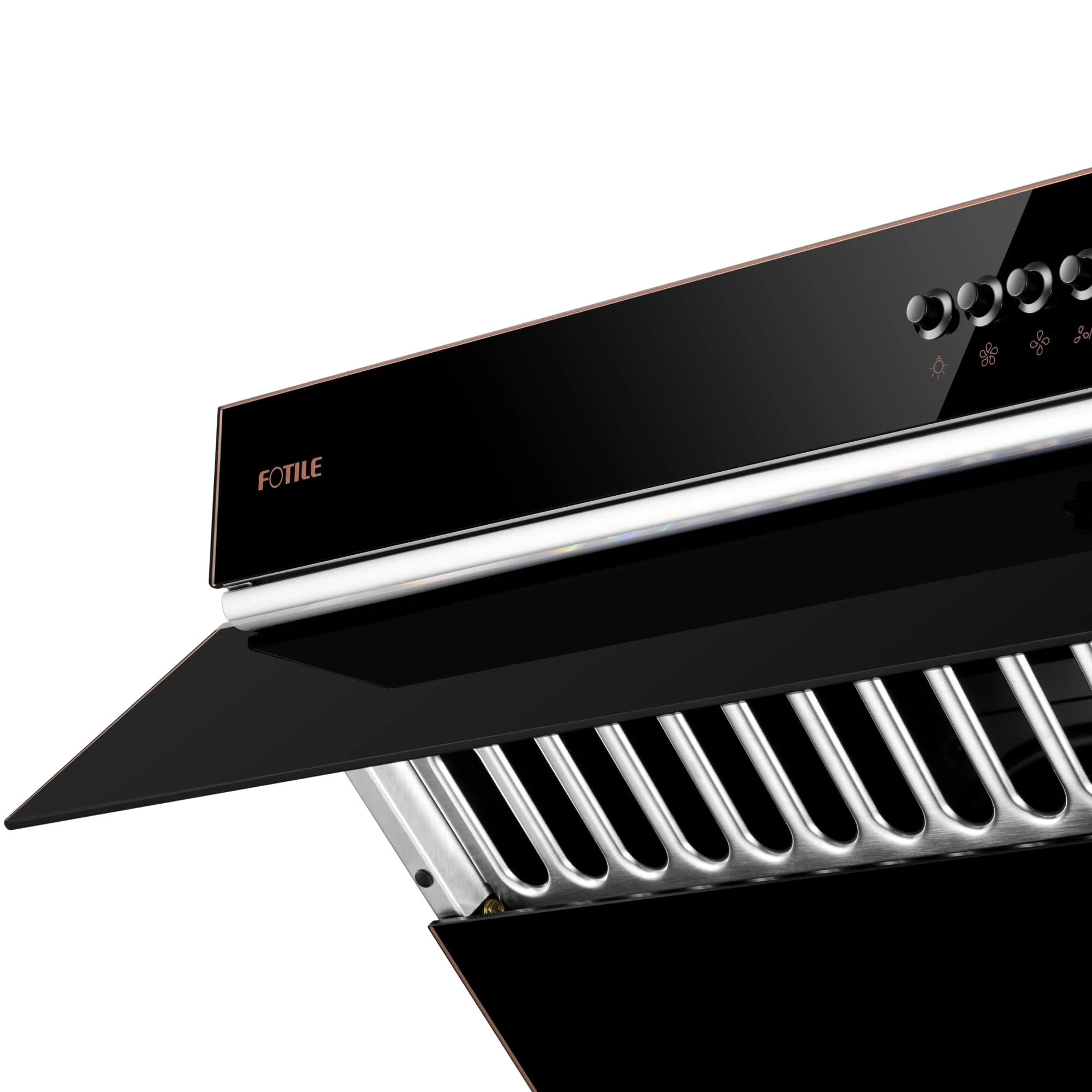 Fotile Slant Vent Series 30" 850 CFM Under Cabinet or Wall Mount Range Hood with 2 LED lights, and Push Buttons in Onyx Black Tempered Glass (JQG7522) - Image 5