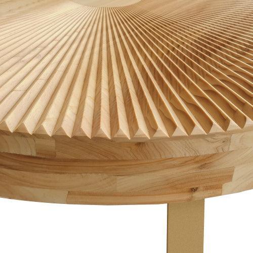 Parrot Uncle 31.5-Inch Modern Round Coffee Table with Wooden Carving Pattern & Metal Legs for Living Room , Reception Room - Image 12