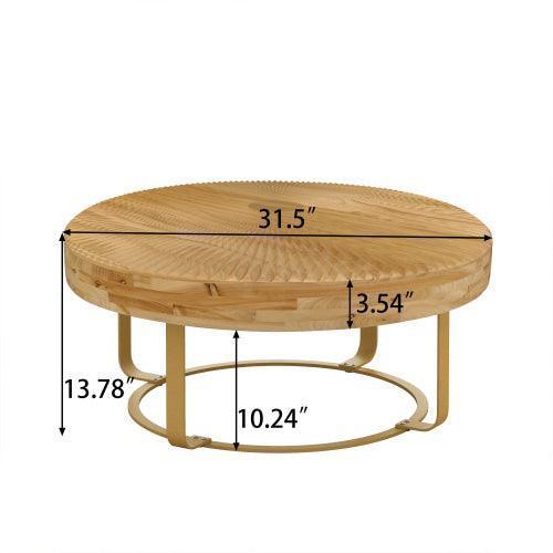 Parrot Uncle 31.5-Inch Modern Round Coffee Table with Wooden Carving Pattern & Metal Legs for Living Room , Reception Room - Image 16