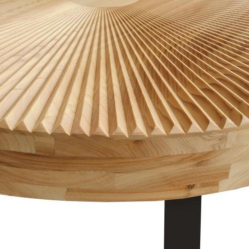 Parrot Uncle 31.5-Inch Modern Round Coffee Table with Wooden Carving Pattern & Metal Legs for Living Room , Reception Room - Image 3