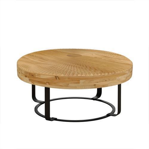 Parrot Uncle 31.5-Inch Modern Round Coffee Table with Wooden Carving Pattern & Metal Legs for Living Room , Reception Room - Image 5