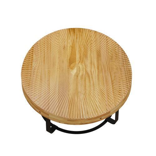 Parrot Uncle 31.5-Inch Modern Round Coffee Table with Wooden Carving Pattern & Metal Legs for Living Room , Reception Room - Image 6