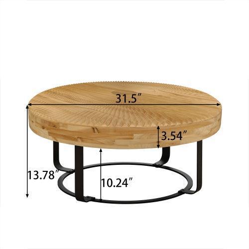 Parrot Uncle 31.5-Inch Modern Round Coffee Table with Wooden Carving Pattern & Metal Legs for Living Room , Reception Room - Image 7