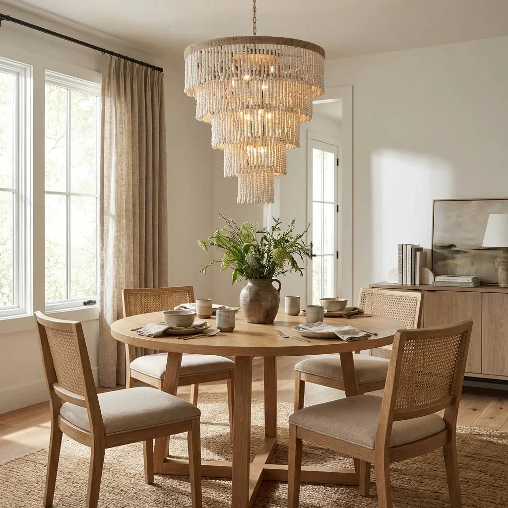 Parrot Uncle 32-Inch Nelly 9-Light Bohemia Wood Beaded Chandelier (BBD5003) - Image 2