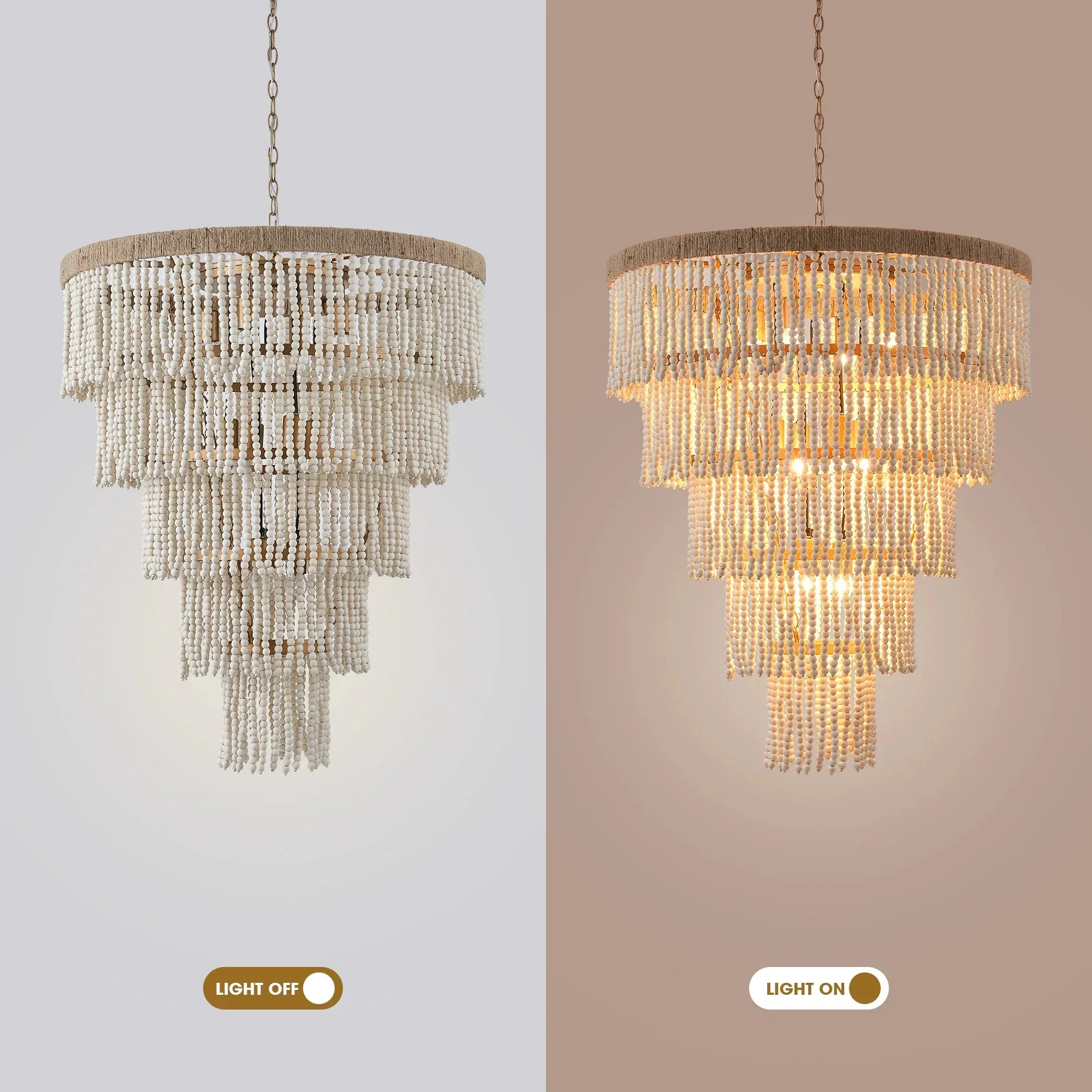 Parrot Uncle 32-Inch Nelly 9-Light Bohemia Wood Beaded Chandelier (BBD5003) - Image 3