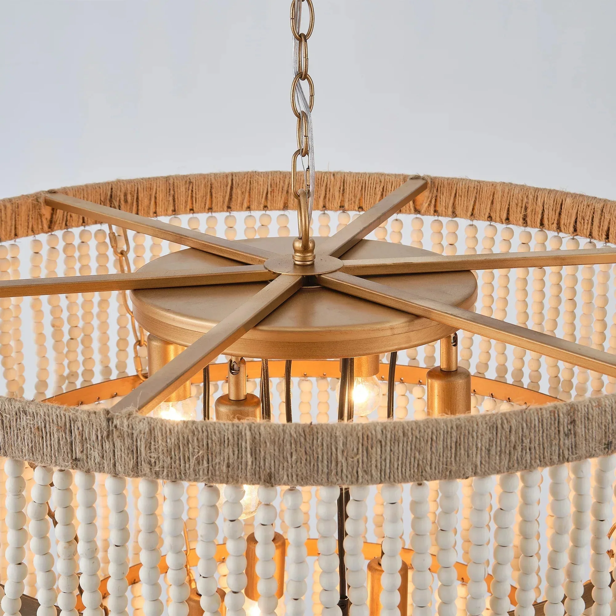 Parrot Uncle 32-Inch Nelly 9-Light Bohemia Wood Beaded Chandelier (BBD5003) - Image 8