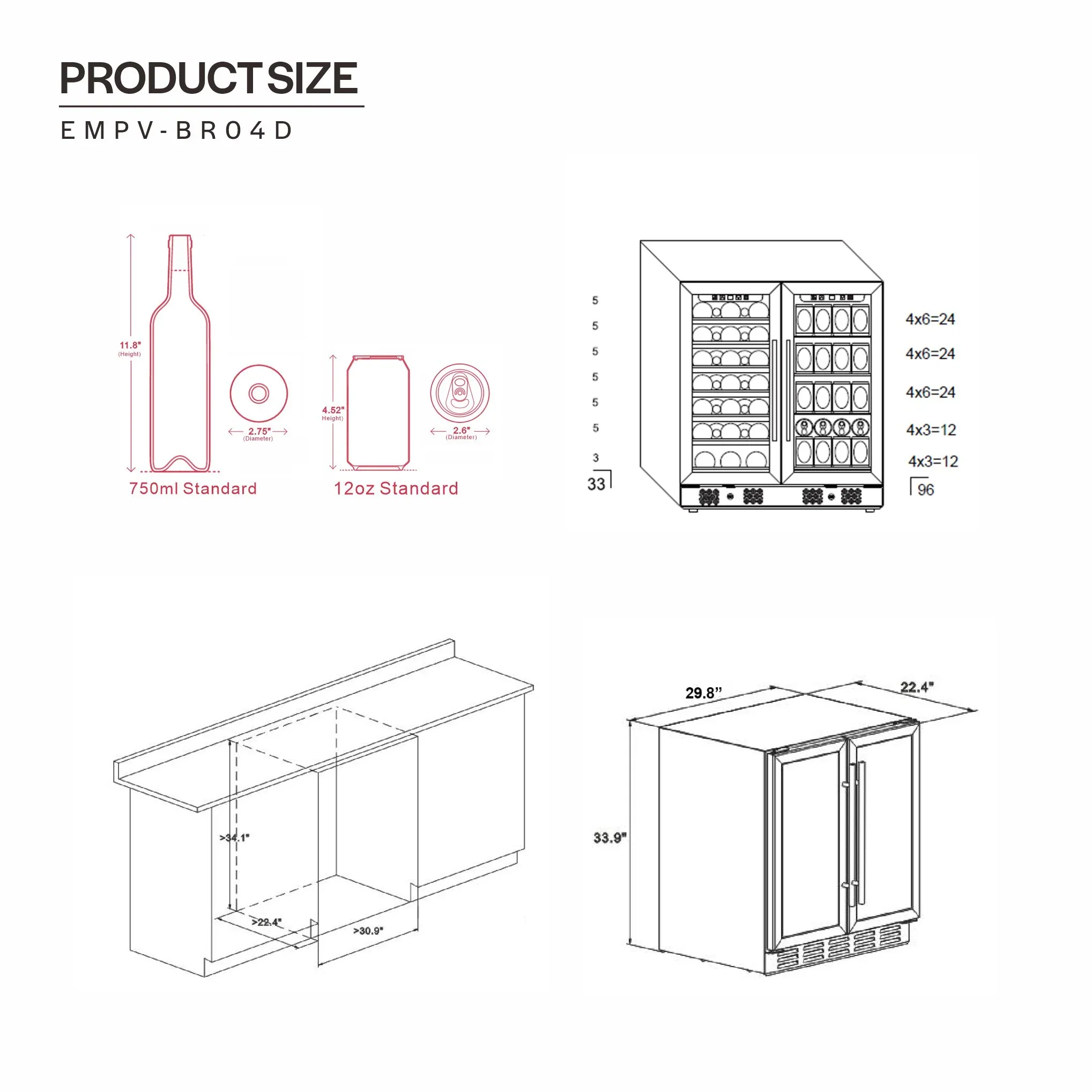 Empava Dual Zone 33 Bottles Wine Cooler in Stainless Steel with Glass Door (EMPV-BR04D) - Image 16