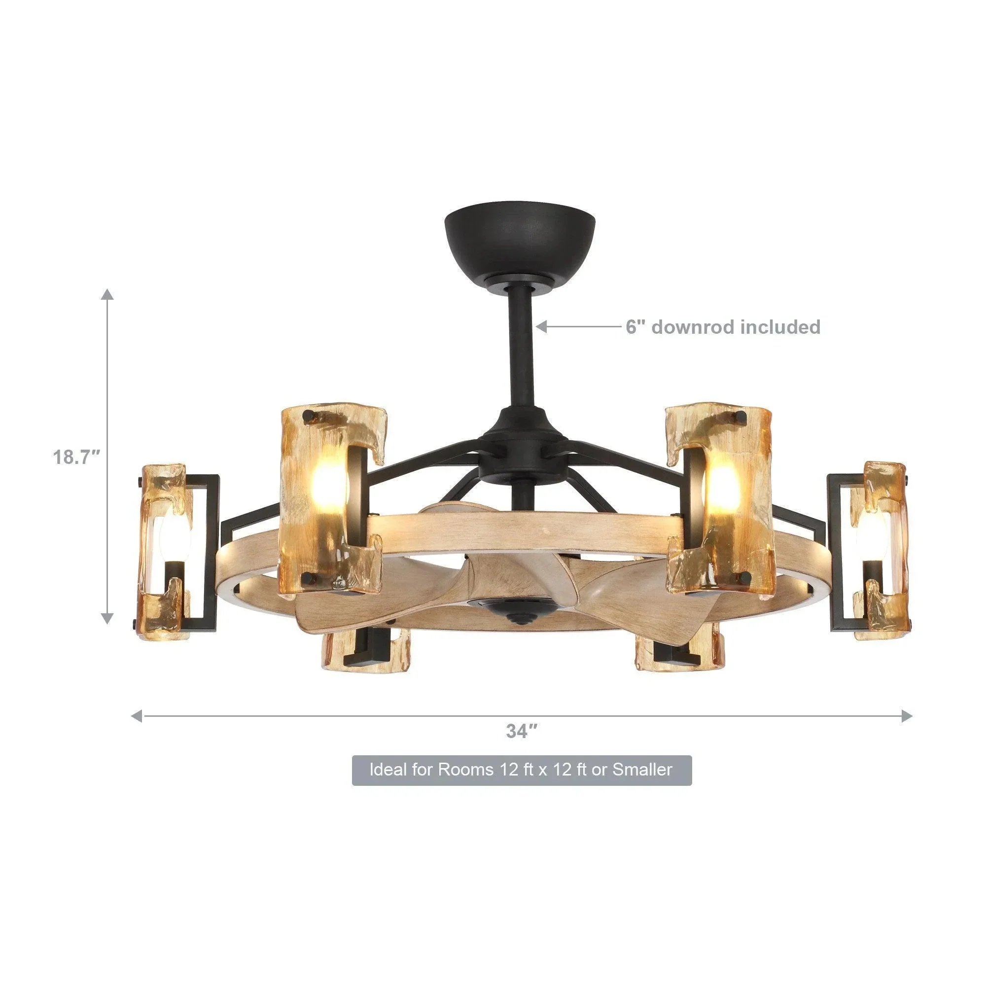 Parrot Uncle 34-Inch Bucholz Farmhouse DC Motor Downrod Mount Reversible Ceiling Fan with Lighting and Remote Control (A829006CA-WOOD) - Image 11