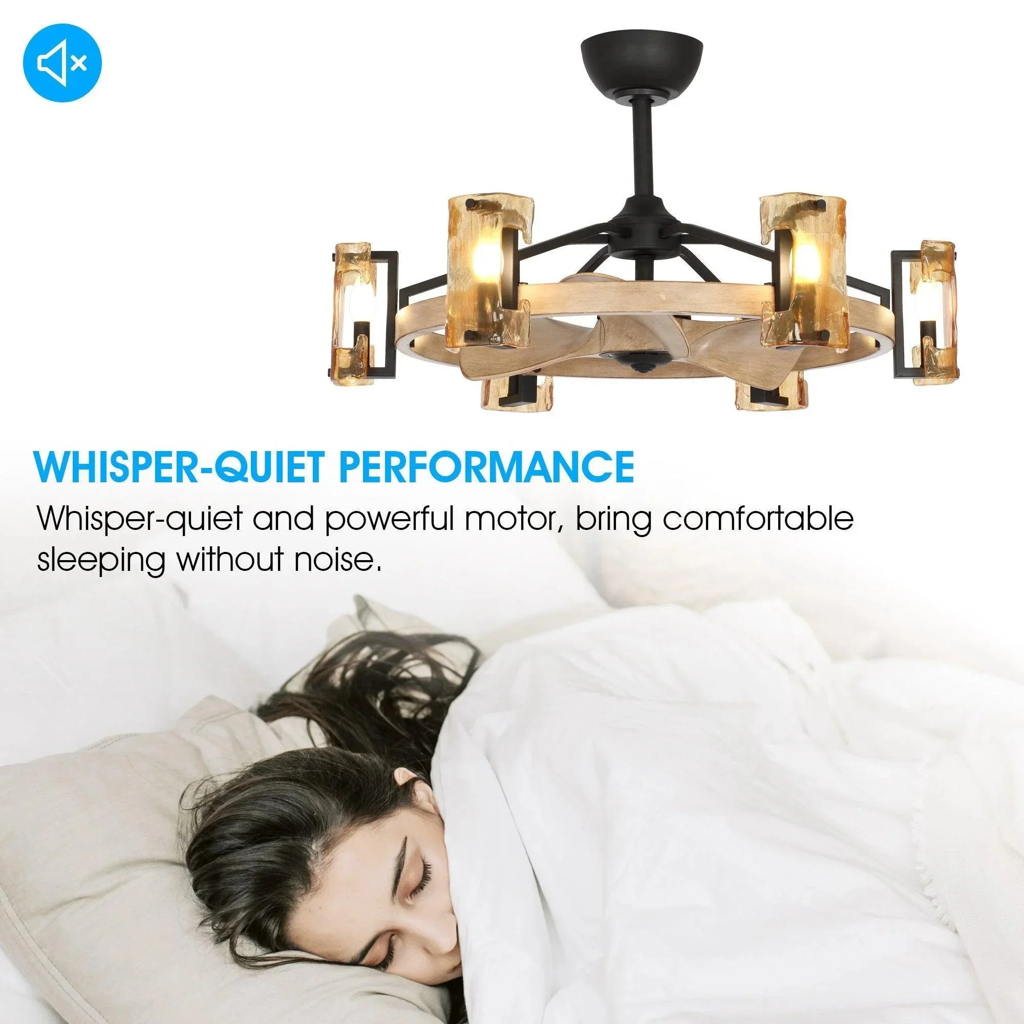 Parrot Uncle 34-Inch Bucholz Farmhouse DC Motor Downrod Mount Reversible Ceiling Fan with Lighting and Remote Control (A829006CA-WOOD) - Image 5