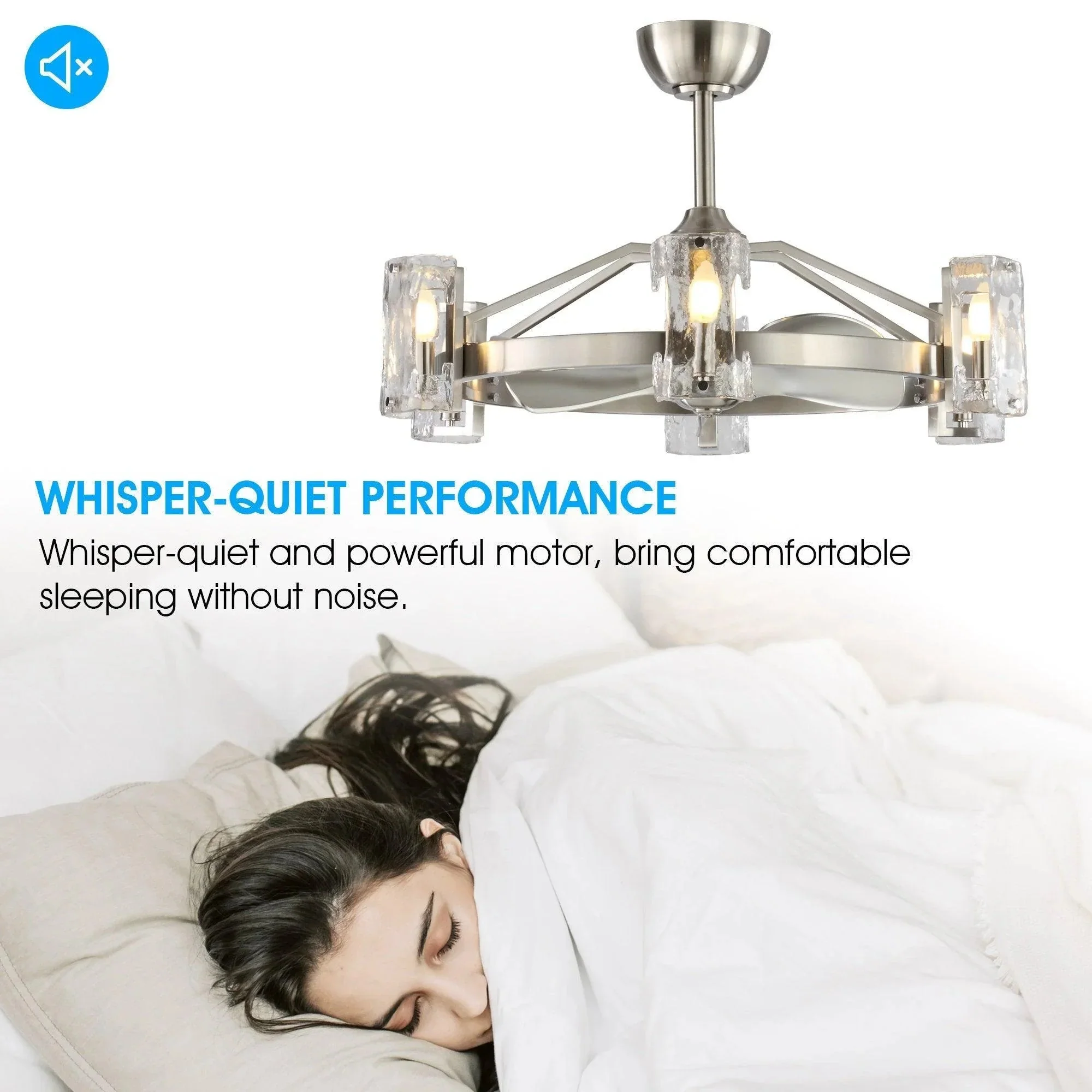 Parrot Uncle 34-Inch Bucholz Modern DC Motor Brushed Nickel Downrod Mount Reversible Ceiling Fan with LED Lighting and Remote Control (A829006CA110V) - Image 10
