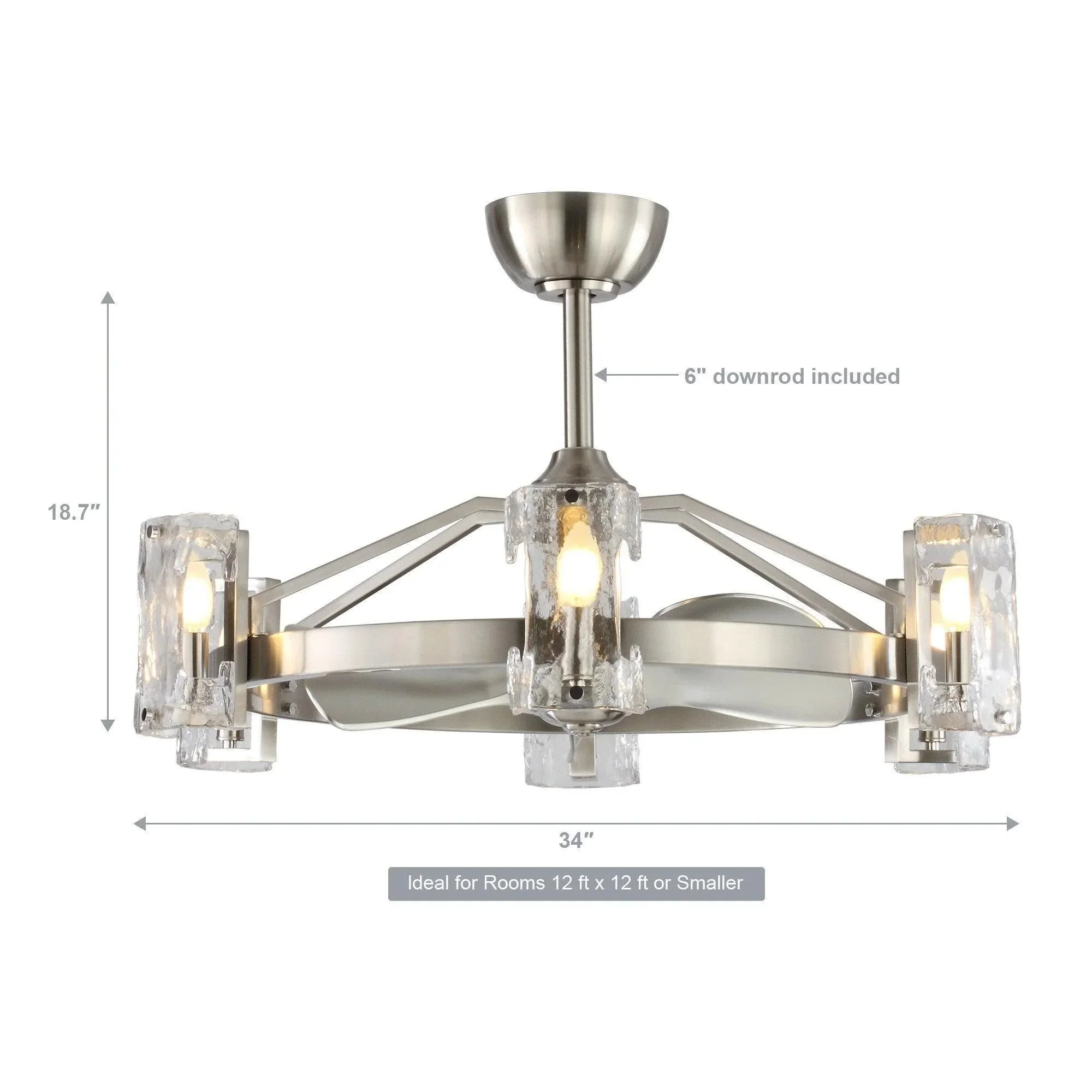 Parrot Uncle 34-Inch Bucholz Modern DC Motor Brushed Nickel Downrod Mount Reversible Ceiling Fan with LED Lighting and Remote Control (A829006CA110V) - Image 16