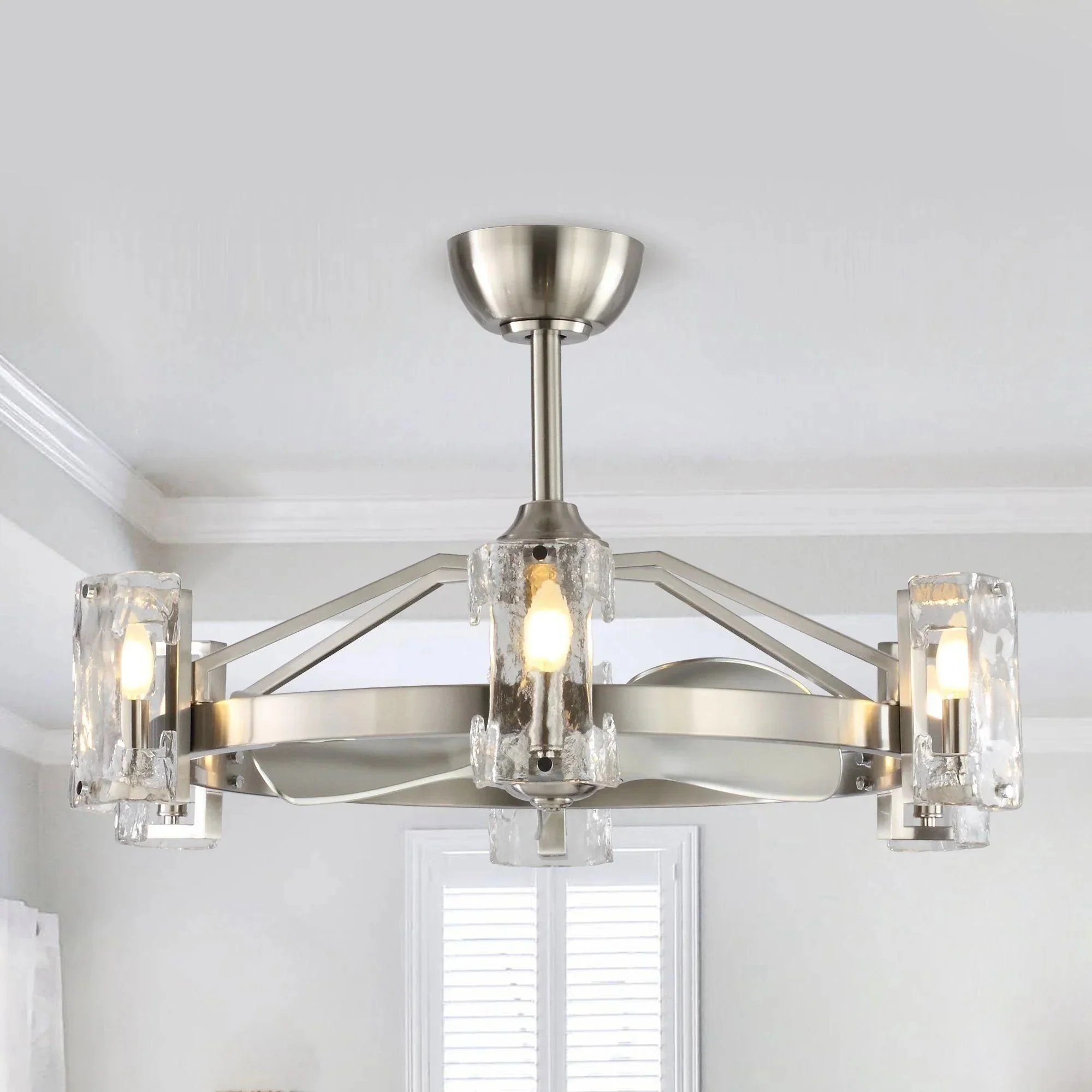 Parrot Uncle 34-Inch Bucholz Modern DC Motor Brushed Nickel Downrod Mount Reversible Ceiling Fan with LED Lighting and Remote Control (A829006CA110V) - Image 4