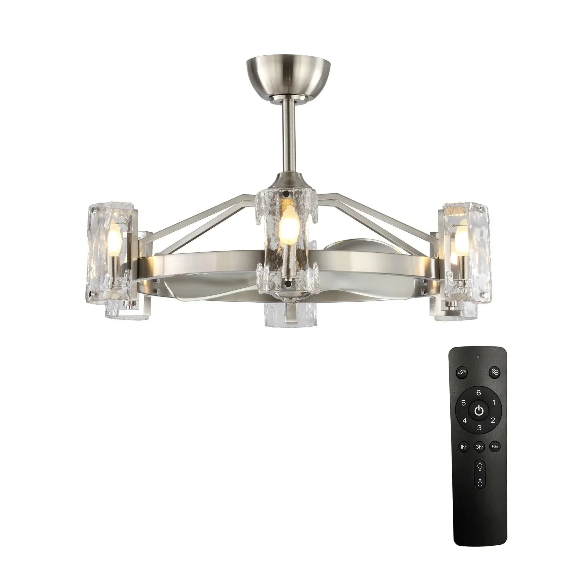 Parrot Uncle 34-Inch Bucholz Modern DC Motor Brushed Nickel Downrod Mount Reversible Ceiling Fan with LED Lighting and Remote Control (A829006CA110V) - Image 6