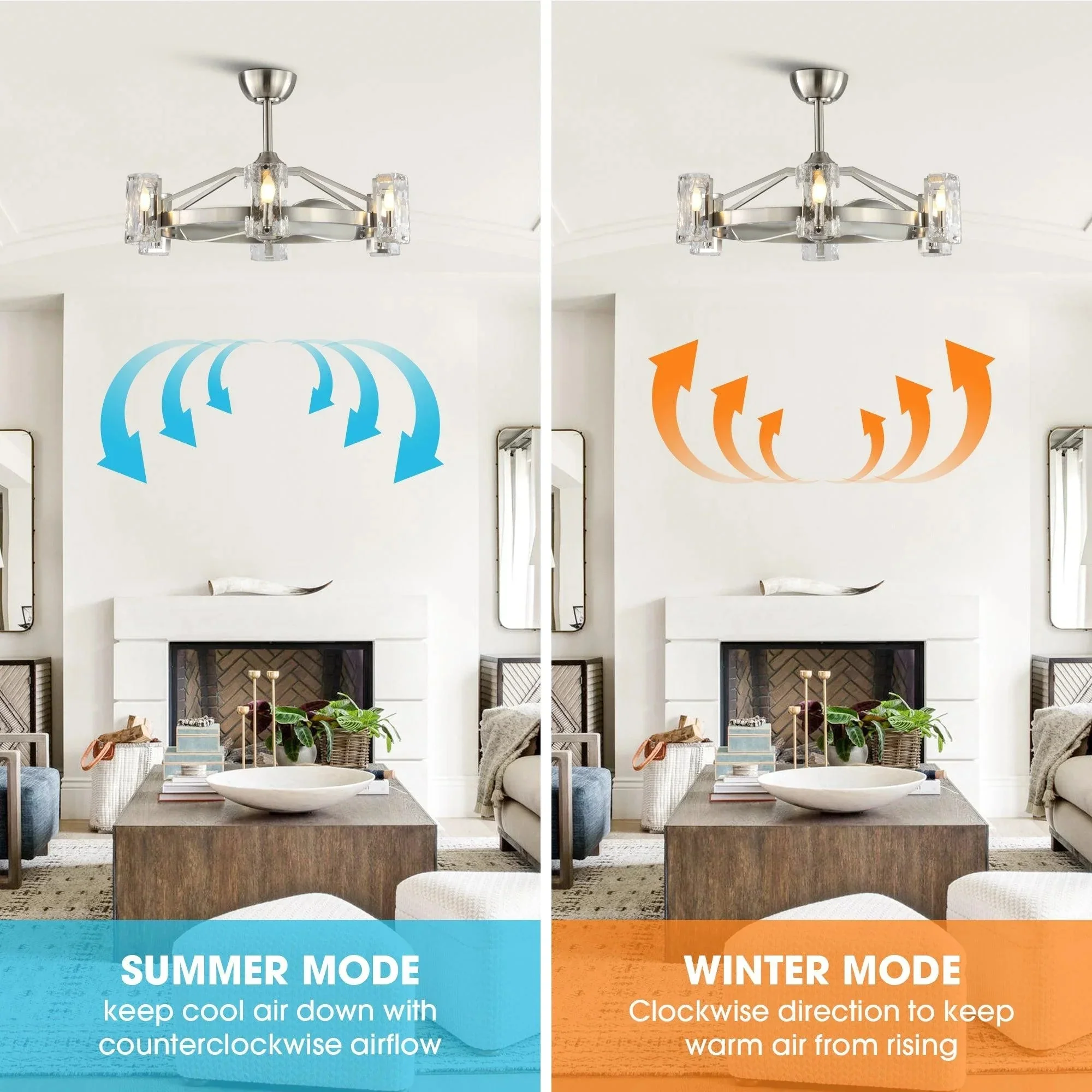 Parrot Uncle 34-Inch Bucholz Modern DC Motor Brushed Nickel Downrod Mount Reversible Ceiling Fan with LED Lighting and Remote Control (A829006CA110V) - Image 7