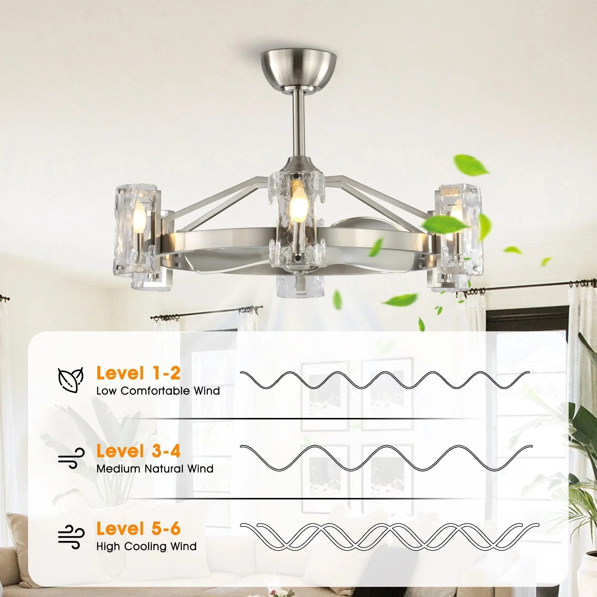 Parrot Uncle 34-Inch Bucholz Modern DC Motor Brushed Nickel Downrod Mount Reversible Ceiling Fan with LED Lighting and Remote Control (A829006CA110V) - Image 8