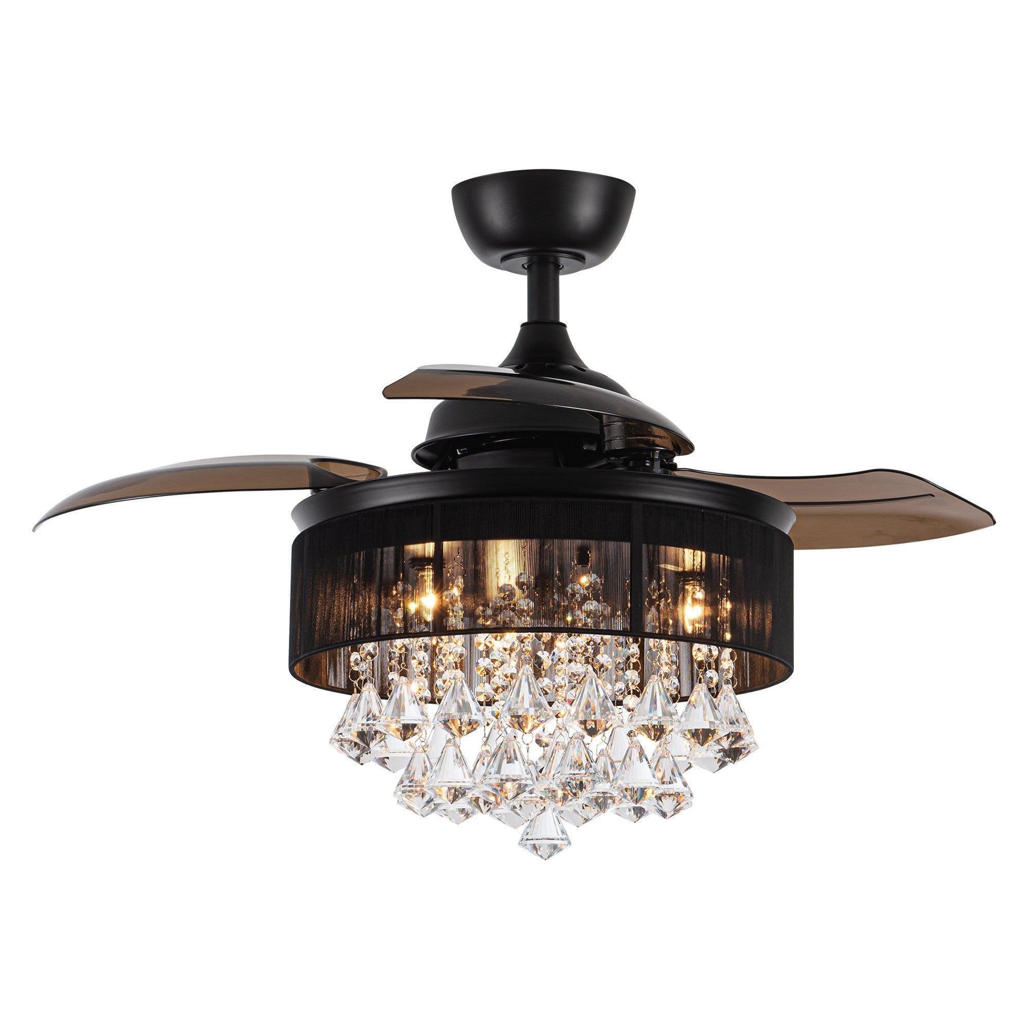 Parrot Uncle 36-Inch Bangaiore Modern Downrod Mount Crystal Ceiling Fan with Lighting and Remote Control - Image 13