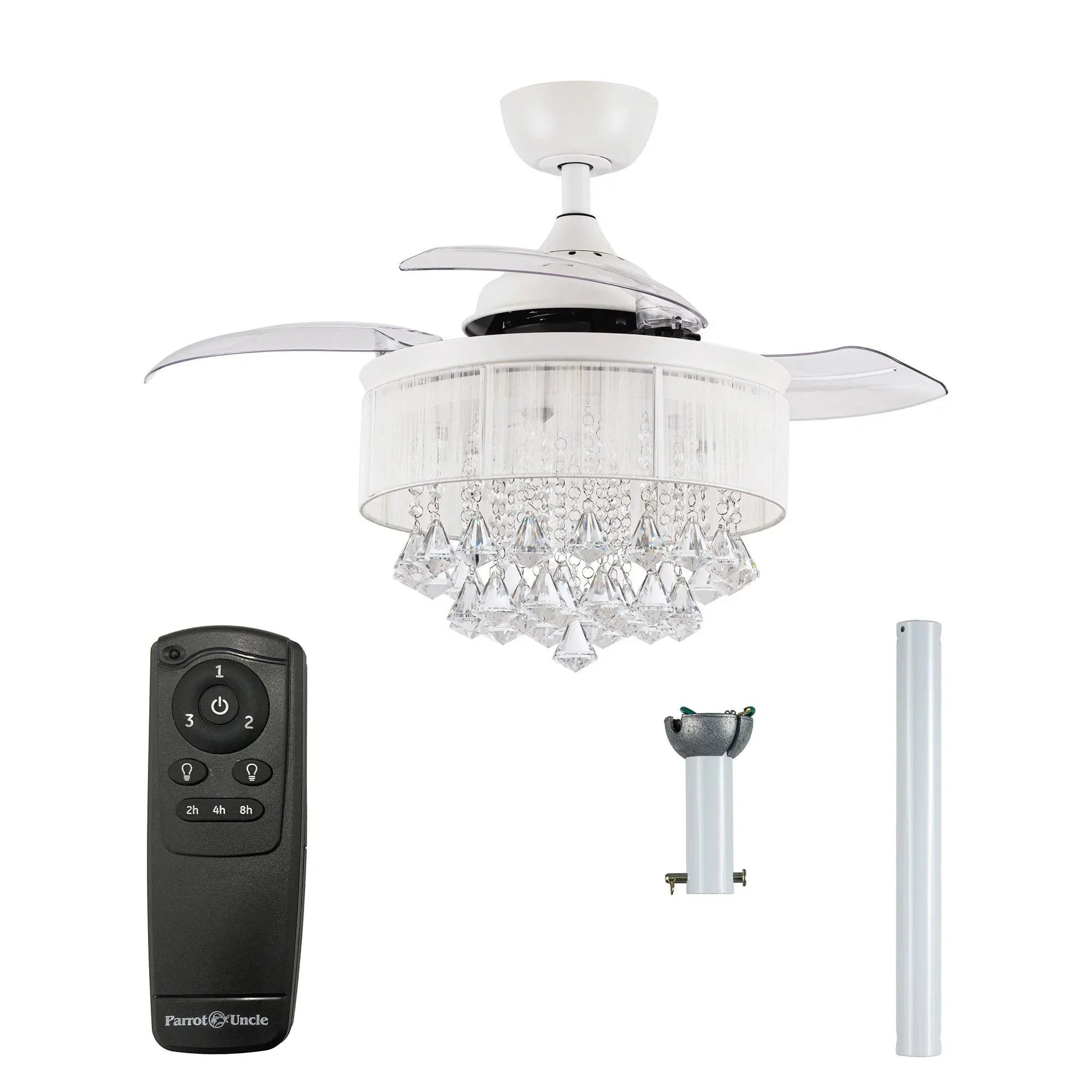 Parrot Uncle 36-Inch Bangaiore Modern Downrod Mount Crystal Ceiling Fan with Lighting and Remote Control - Image 24