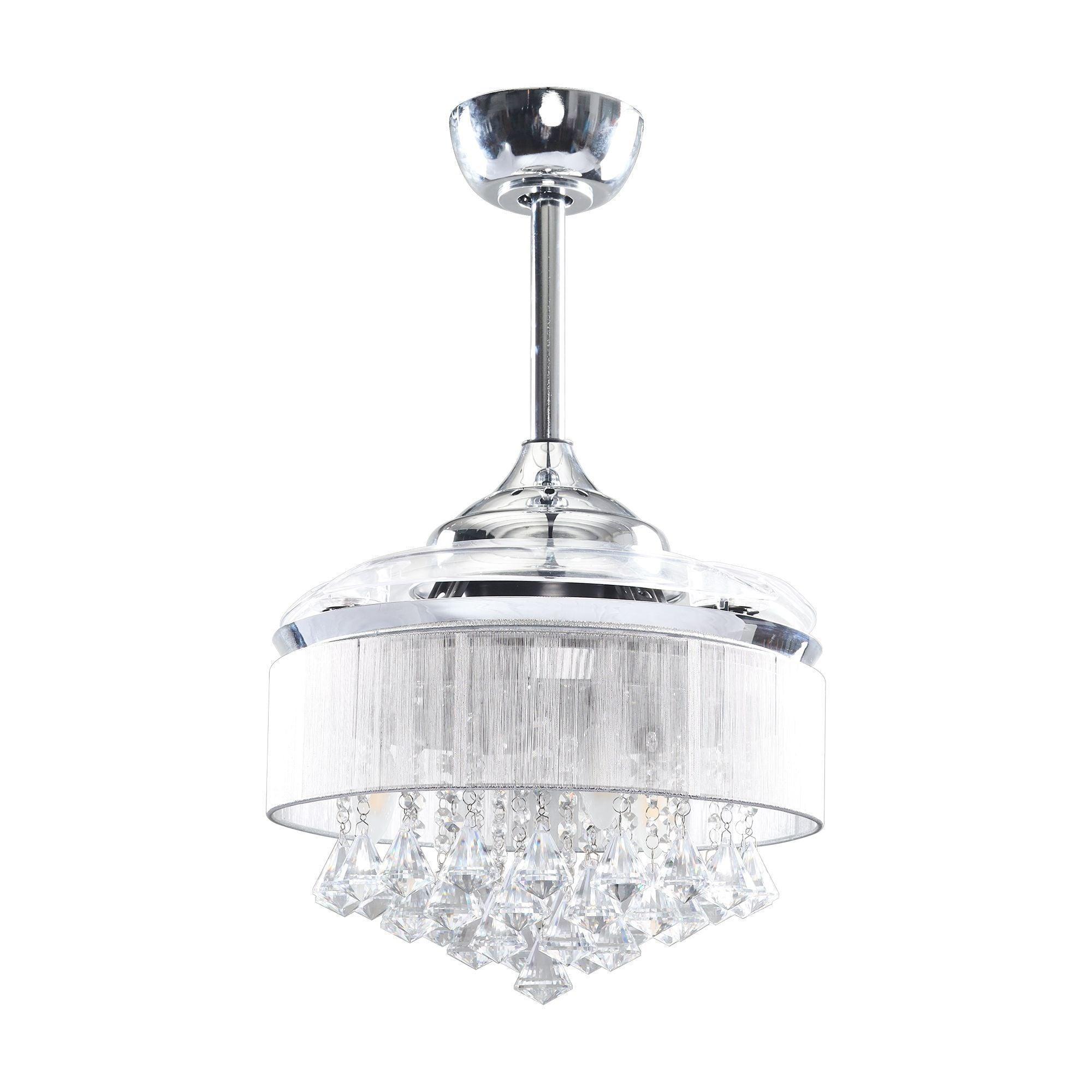 Parrot Uncle 36-Inch Bangaiore Modern Downrod Mount Crystal Ceiling Fan with Lighting and Remote Control - Image 4