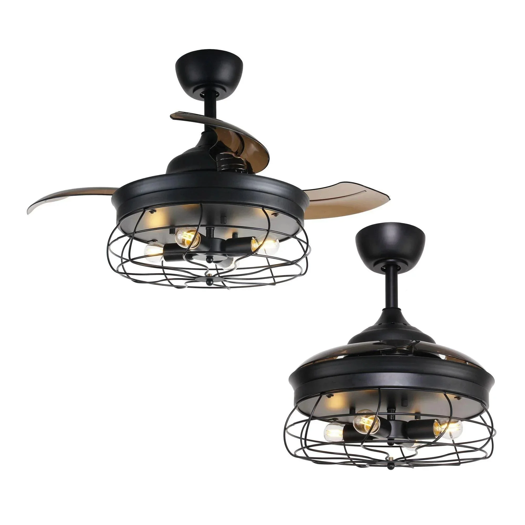 Parrot Uncle 36-Inch Benally Industrial Downrod Mount Ceiling Fan with Lighting and Remote Control (F3501QQ110V) - Image 3