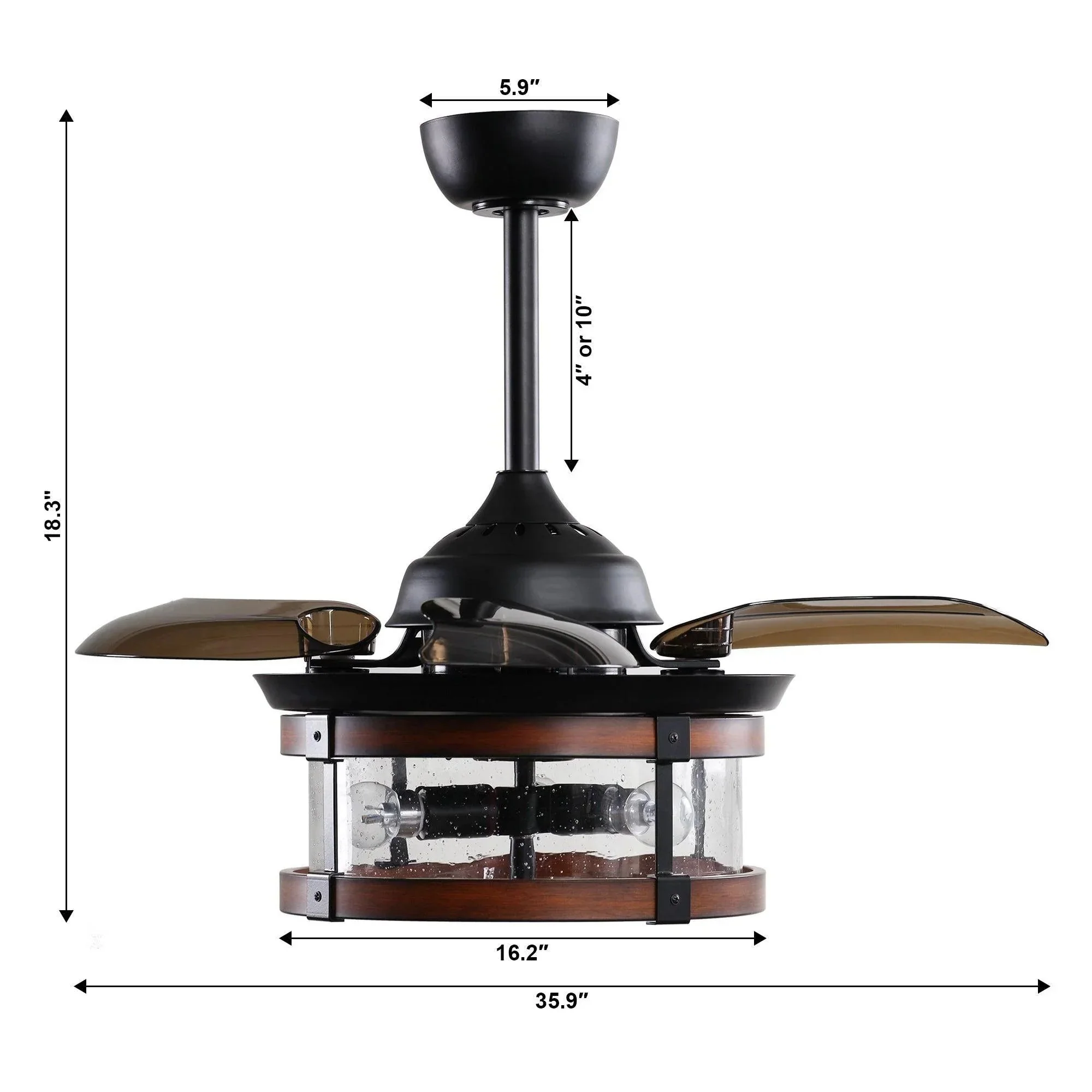 Parrot Uncle 36-Inch Caselli Industrial Downrod Mount Ceiling Fan with Lighting and Remote Control (F3506Q110V) - Image 10