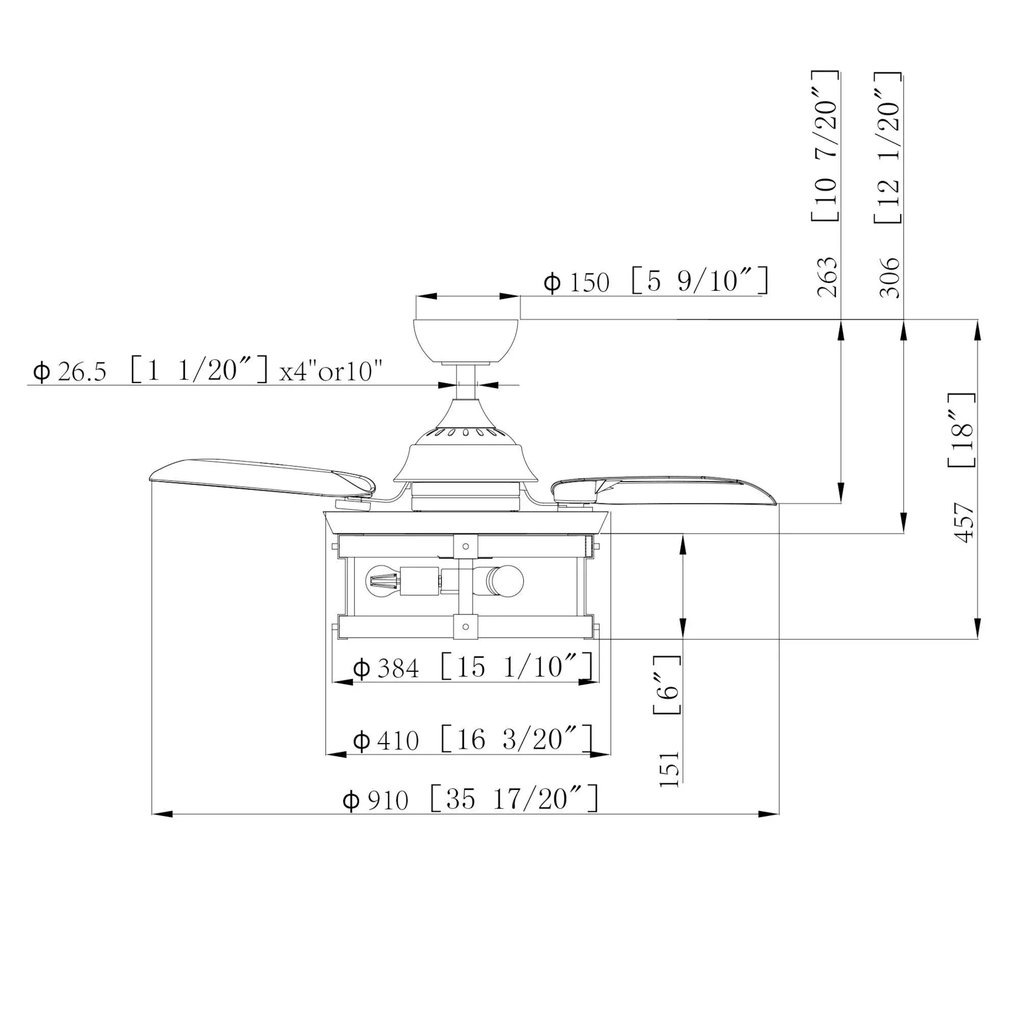 Parrot Uncle 36-Inch Caselli Industrial Downrod Mount Ceiling Fan with Lighting and Remote Control (F3506Q110V) - Image 11
