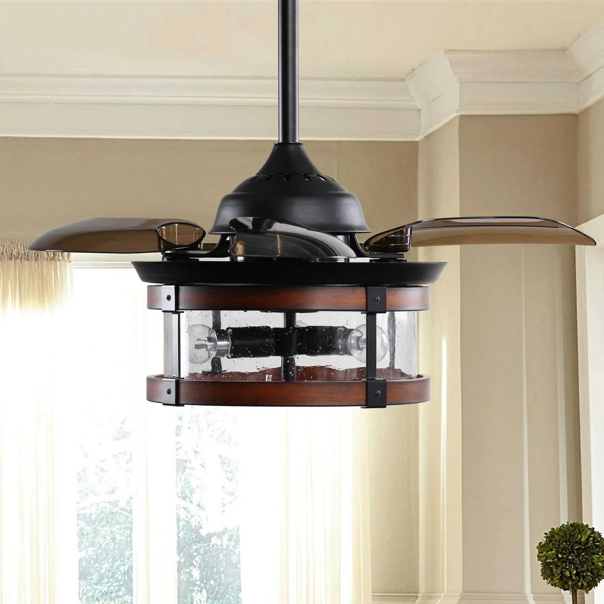 Parrot Uncle 36-Inch Caselli Industrial Downrod Mount Ceiling Fan with Lighting and Remote Control (F3506Q110V) - Image 4