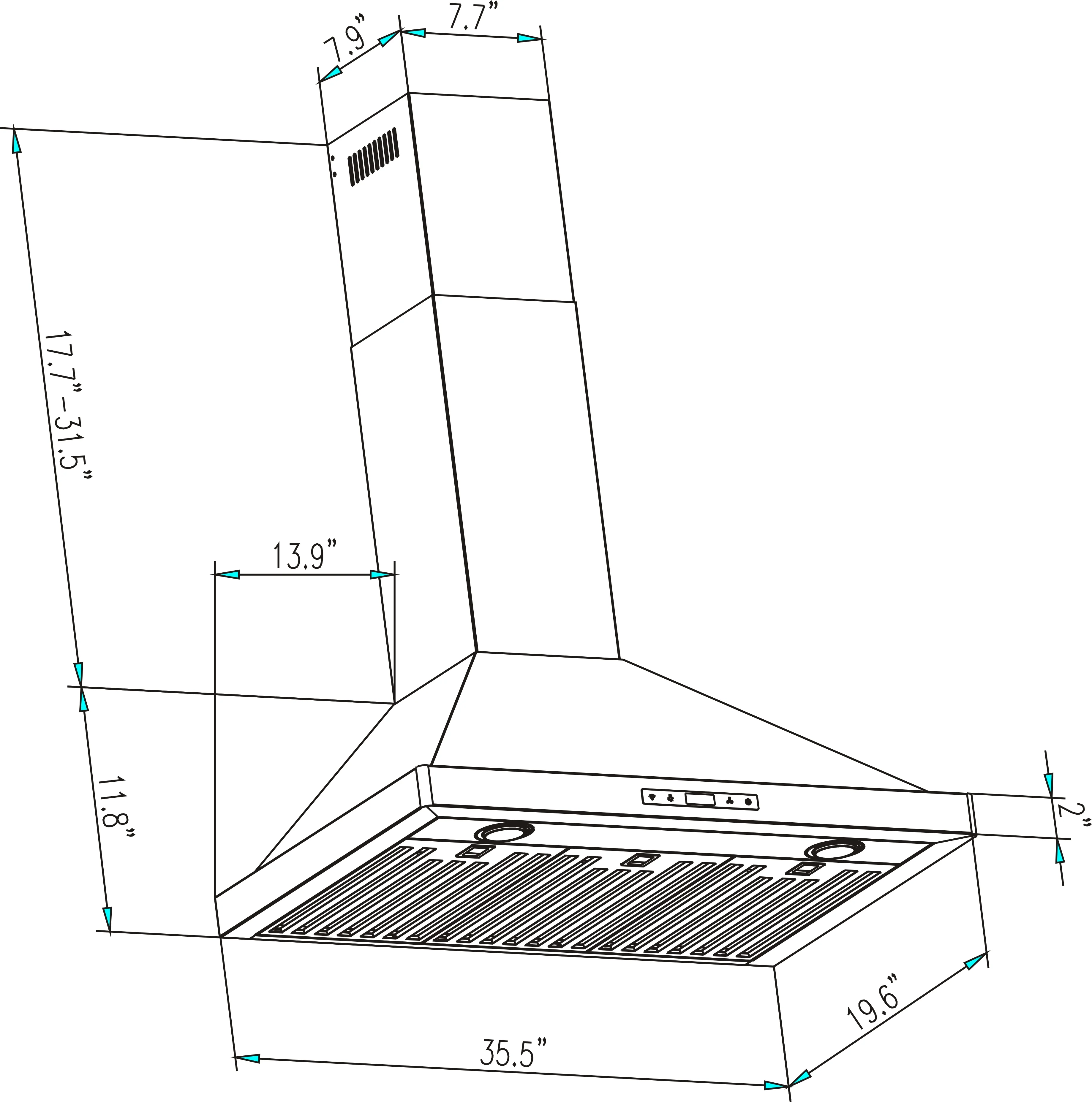 Empava 36-Inch 380 CFM Ducted Wall Mount Range Hood (EMPV-36RH04) - Image 11