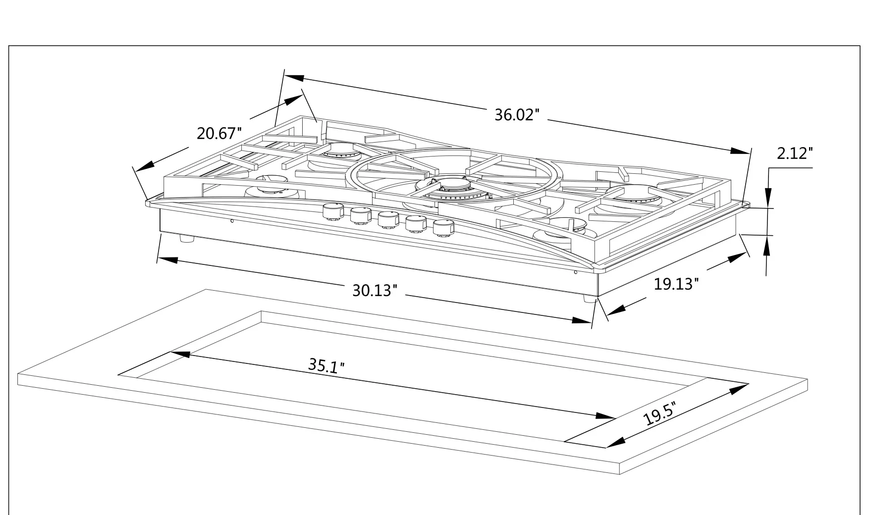 Empava 36-Inch Built-In Natural Gas Cooktops in Stainless Steel (EMPV-36GC22) - Image 7