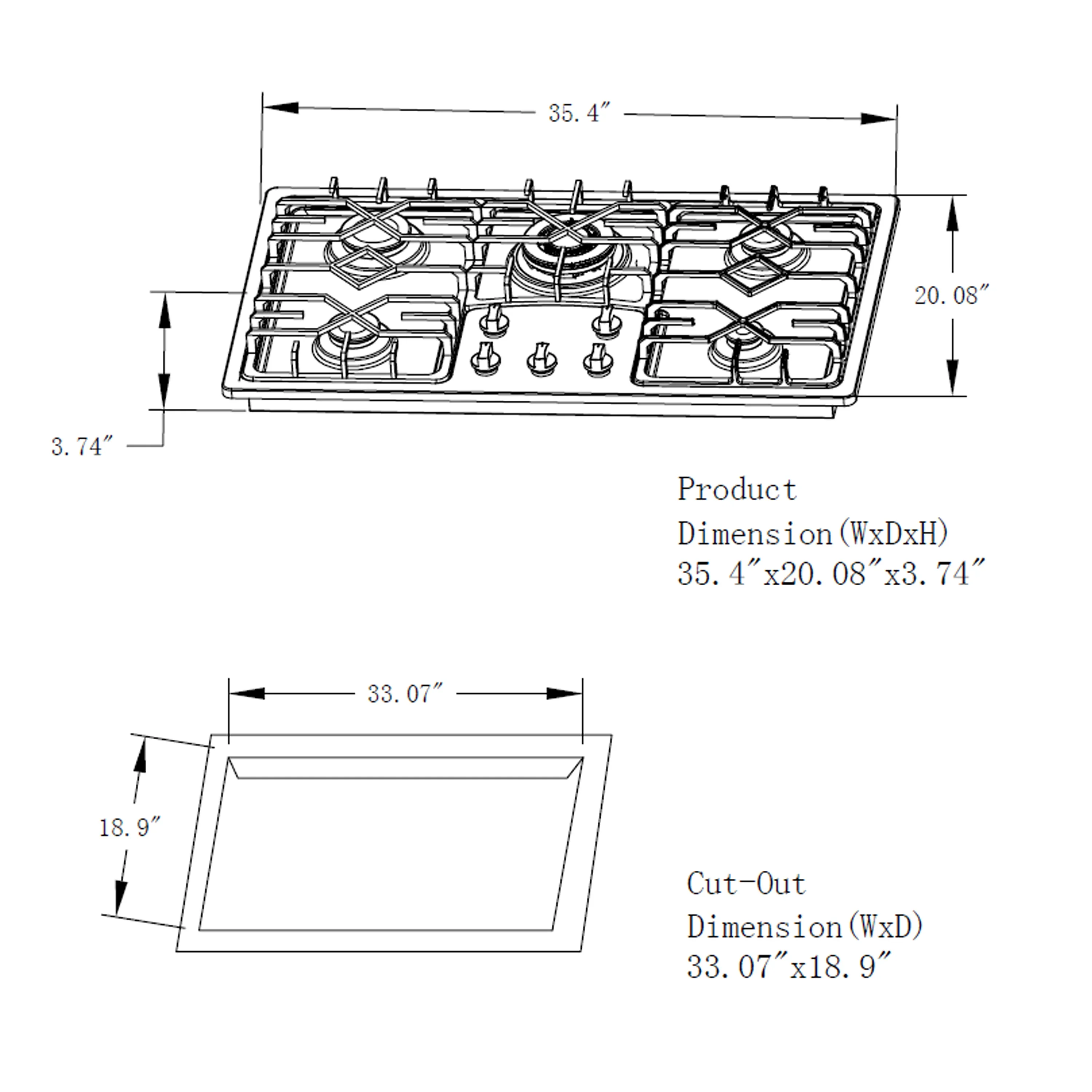 Empava 36-Inch Built-In Natural Gas Cooktops in Stainless Steel (EMPV-36GC5B90S) - Image 6