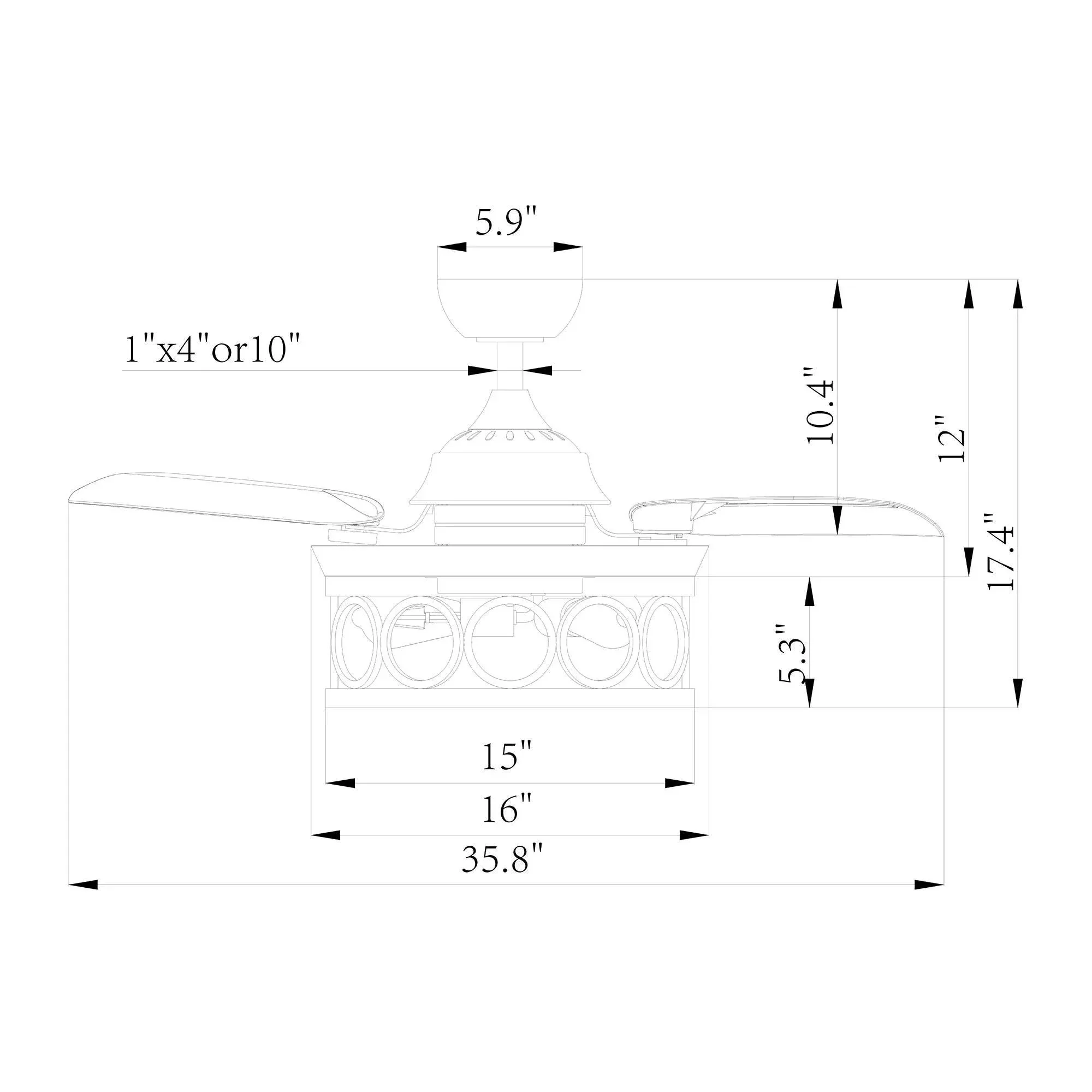 Parrot Uncle 36-Inch Mirelle Farmhouse Downrod Mount Ceiling Fan with Lighting and Remote Control (F3511Q110V) - Image 18