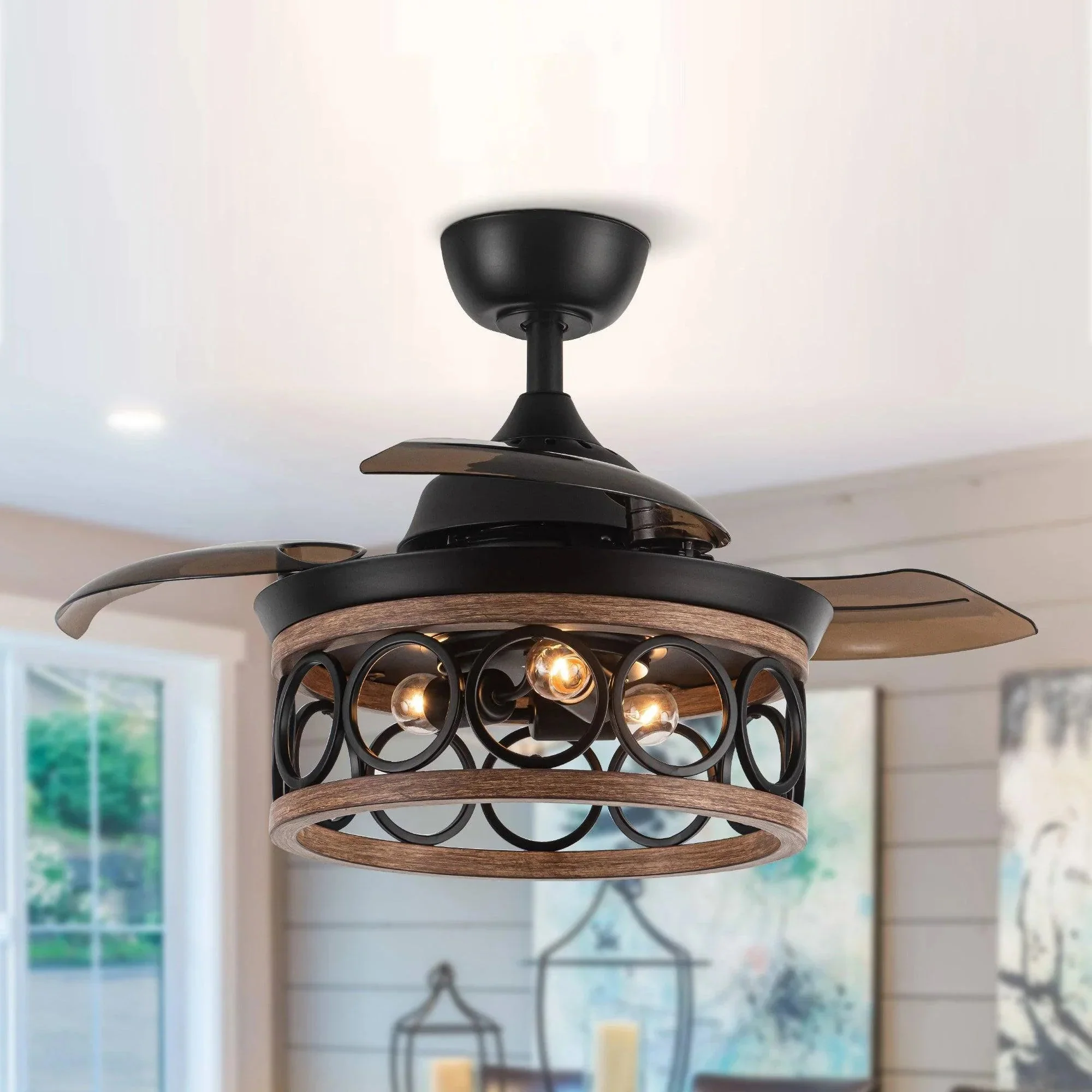 Parrot Uncle 36-Inch Mirelle Farmhouse Downrod Mount Ceiling Fan with Lighting and Remote Control (F3511Q110V) - Image 4