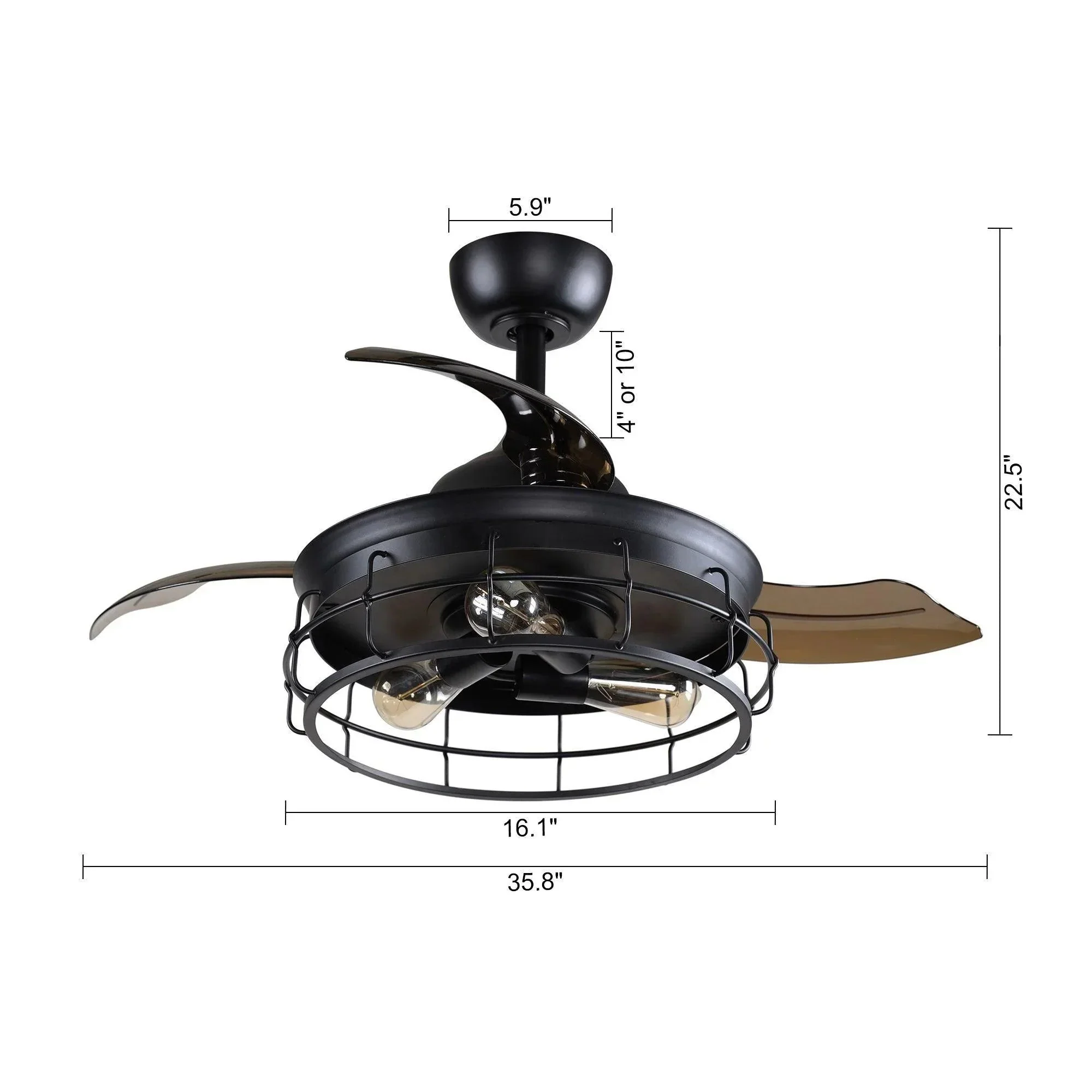 Parrot Uncle 36-Inch Pickett Industrial Downrod Mount Ceiling Fan with Lighting and Remote Control (F3504QQ110V) - Image 11