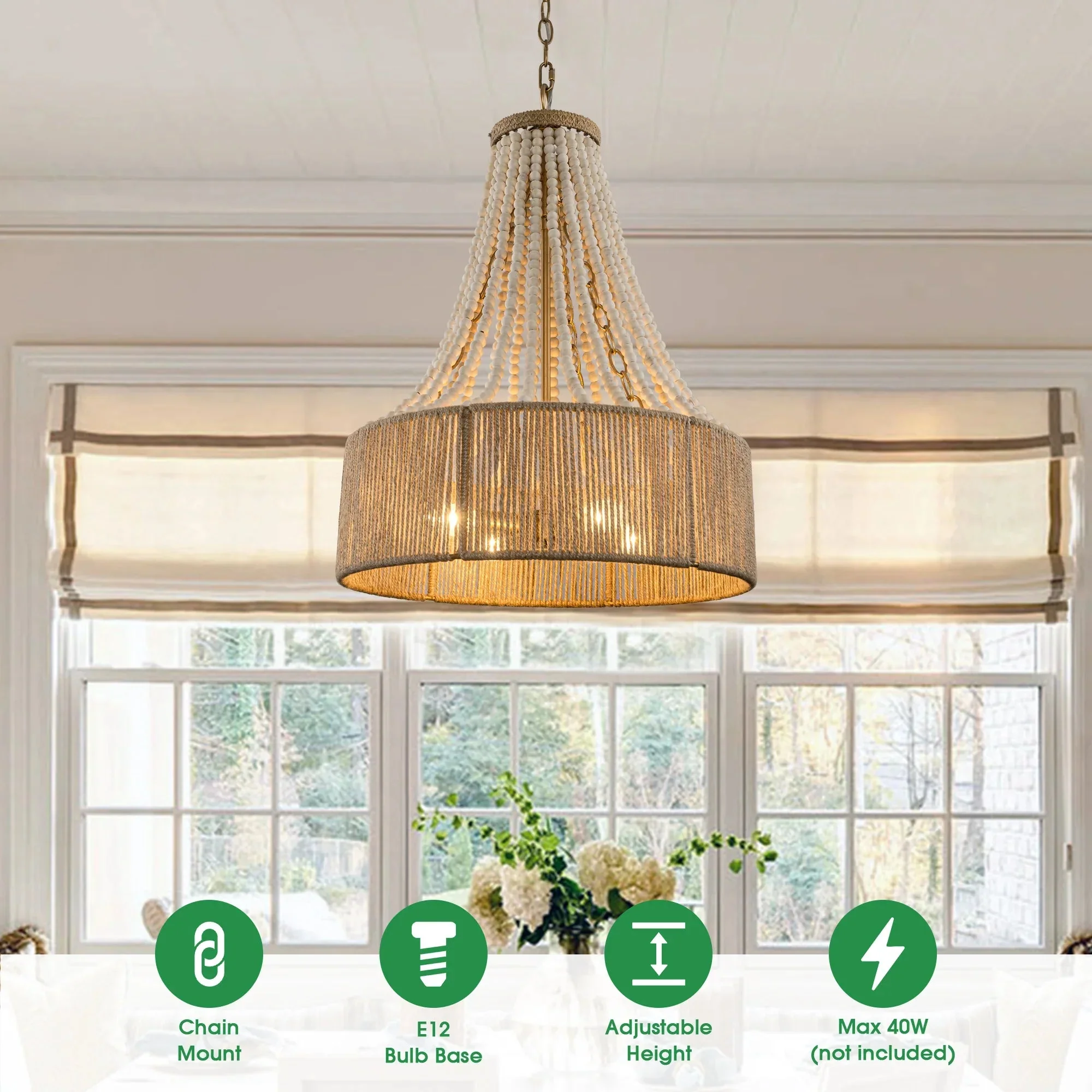 Parrot Uncle 4-Light Golden Farmhouse Dry Rated Chandelier (BBW9738-4) - Image 7