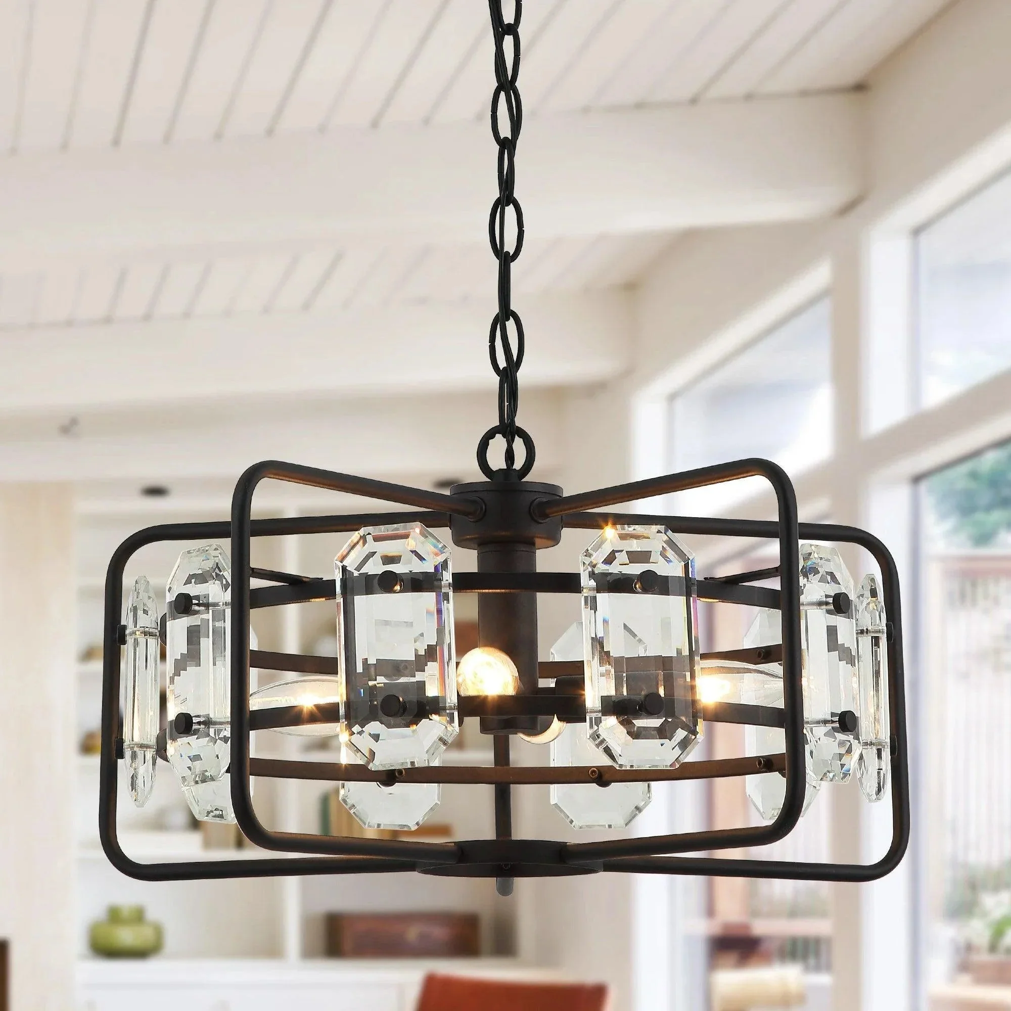 Parrot Uncle 4-Light Golden Modern Crystal Island Pendant Light (HLH-27137-4A-GD) - Image 15