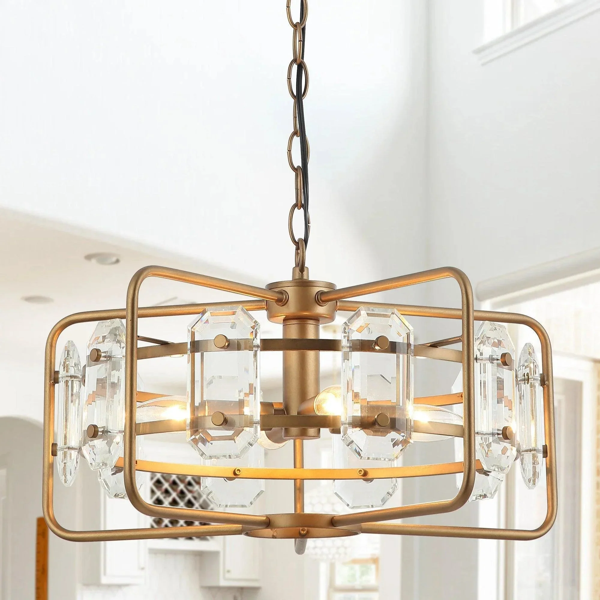Parrot Uncle 4-Light Golden Modern Crystal Island Pendant Light (HLH-27137-4A-GD) - Image 4