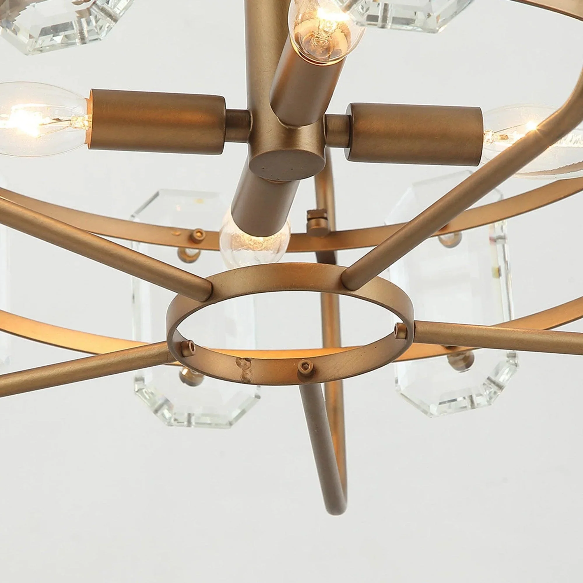 Parrot Uncle 4-Light Golden Modern Crystal Island Pendant Light (HLH-27137-4A-GD) - Image 9