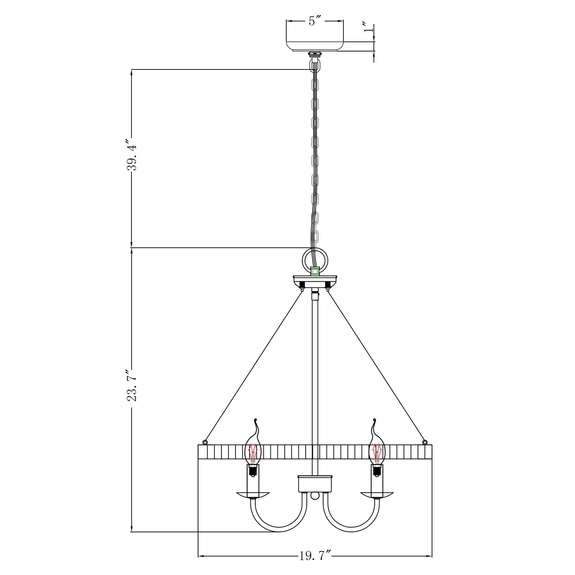 Parrot Uncle 4-Light Iron Modern Island Pendant Lighting with Acrylic Lens (ACC-BBW9592-4) - Image 9