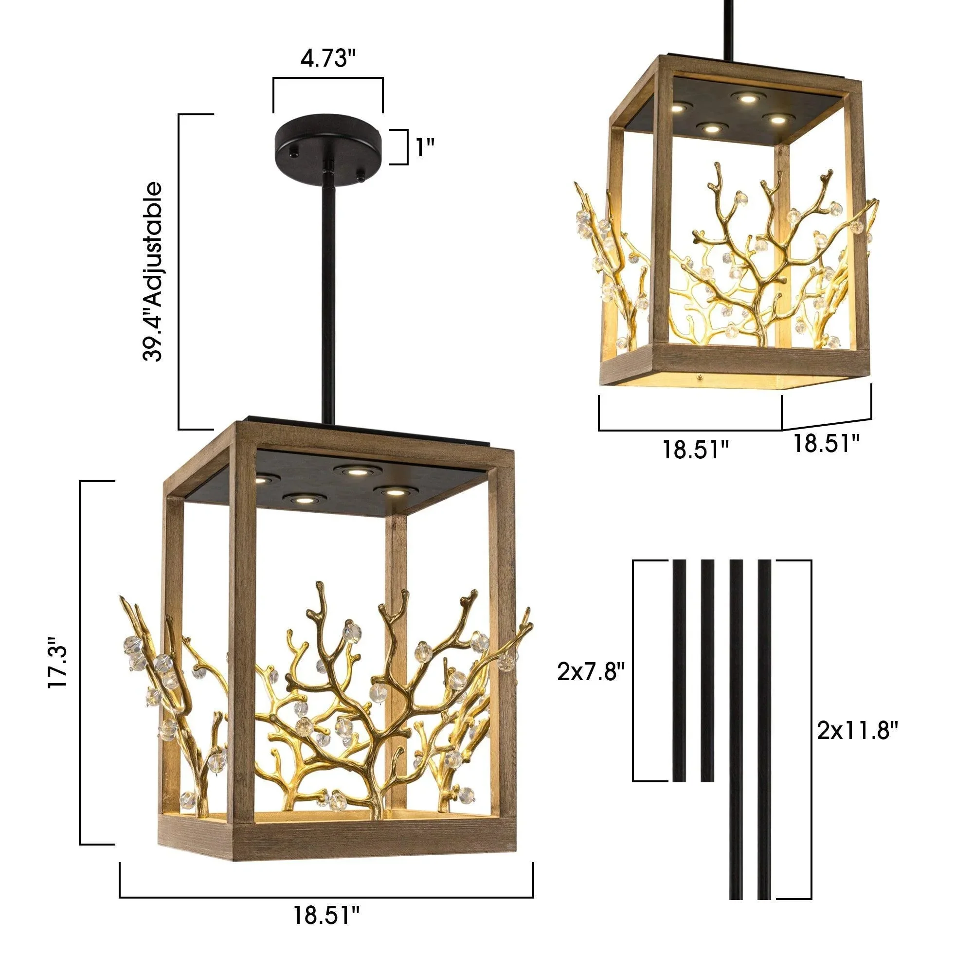 Parrot Uncle 4-Light Modern Branches Island Pendant Lighting (BBW9699-4) - Image 12