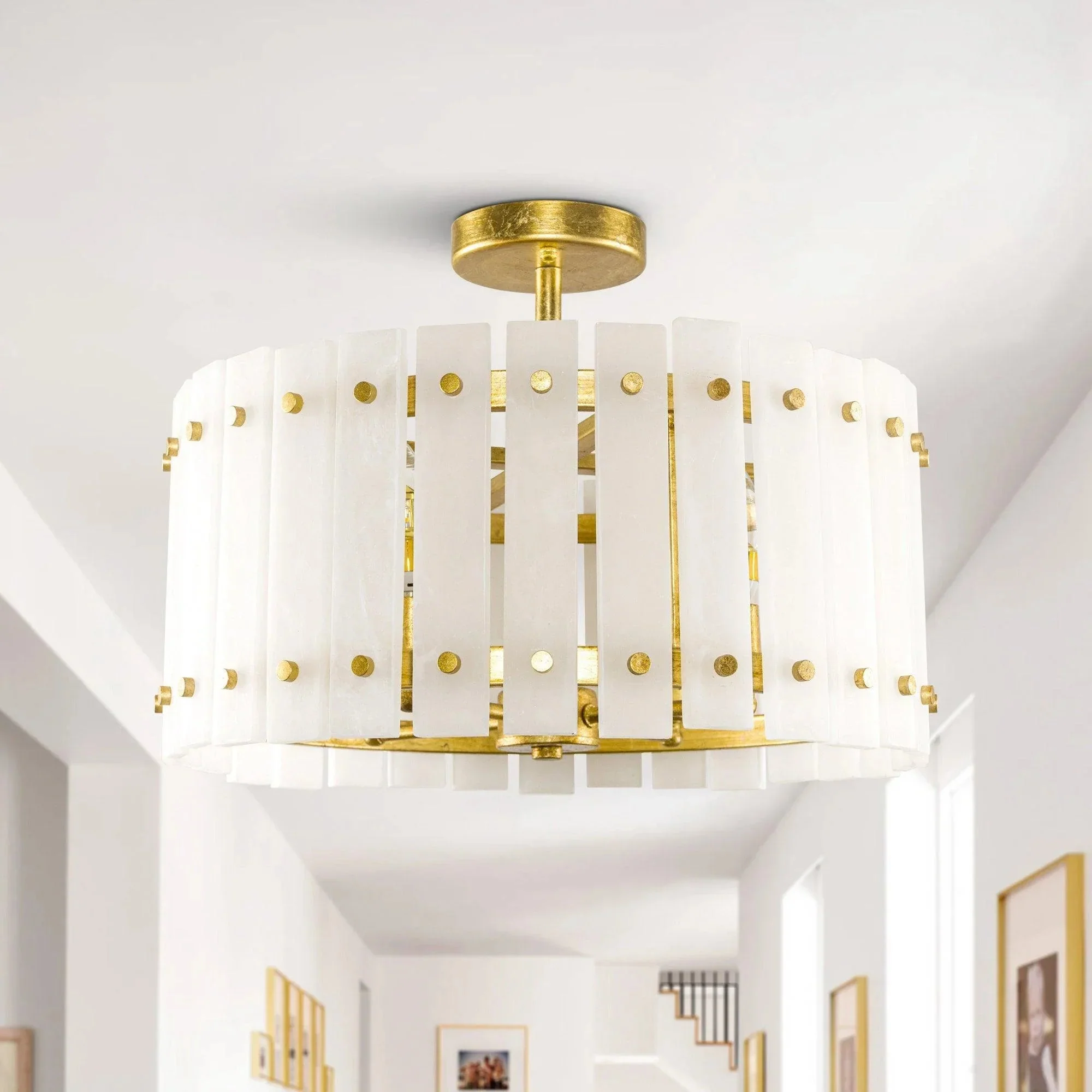 Parrot Uncle 4-Light Modern Drum Marble Semi Flush Mount Ceiling Light (BBD3009) - Image 5