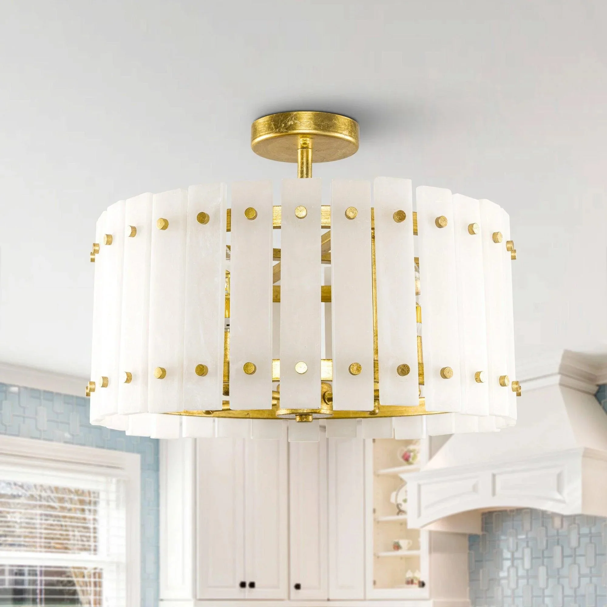 Parrot Uncle 4-Light Modern Drum Marble Semi Flush Mount Ceiling Light (BBD3009) - Image 6