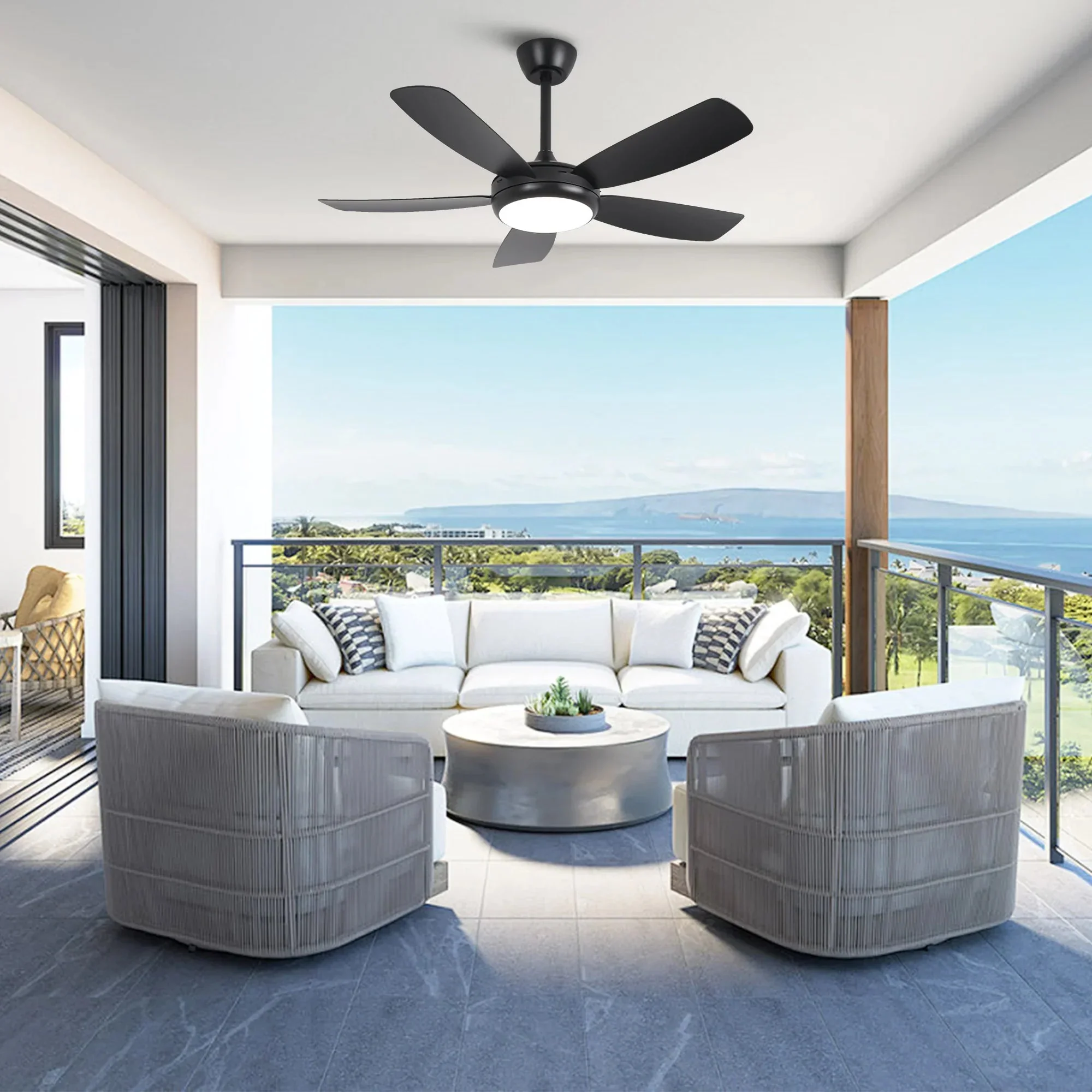Parrot Uncle 42-Inch Gladys Modern Black LED Ceiling Fan with Remote Control (F5004BK) - Image 2