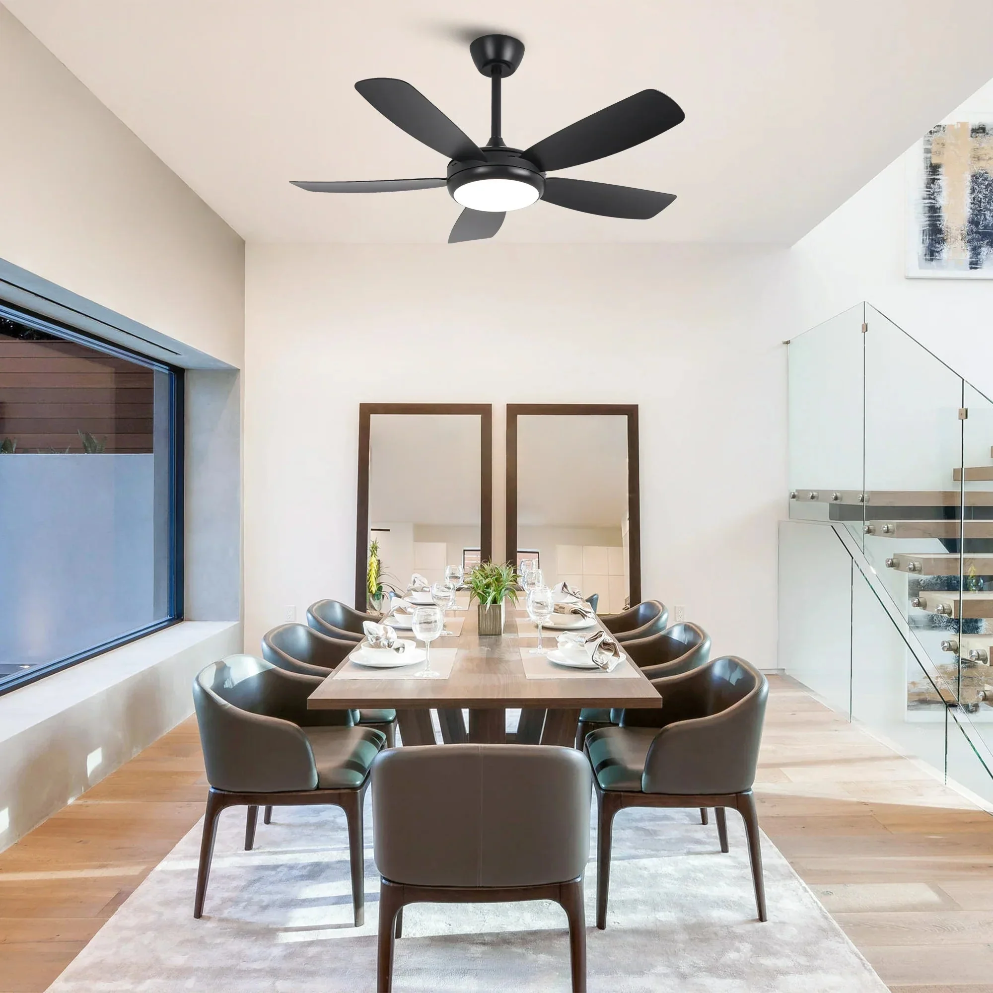 Parrot Uncle 42-Inch Gladys Modern Black LED Ceiling Fan with Remote Control (F5004BK) - Image 3