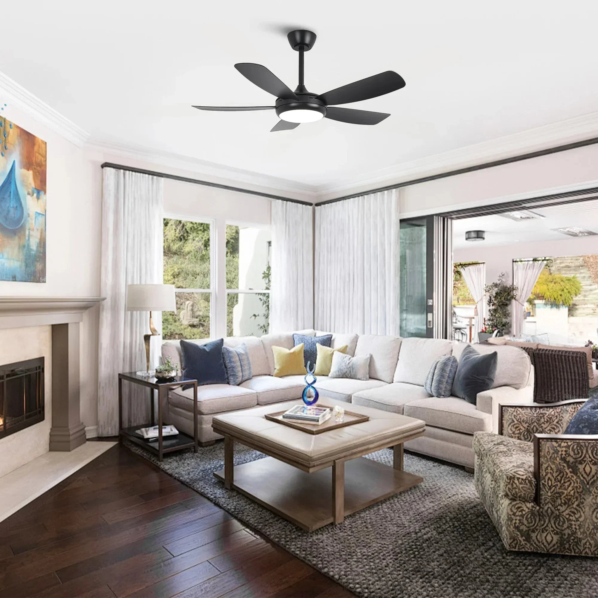 Parrot Uncle 42-Inch Gladys Modern Black LED Ceiling Fan with Remote Control (F5004BK) - Image 6