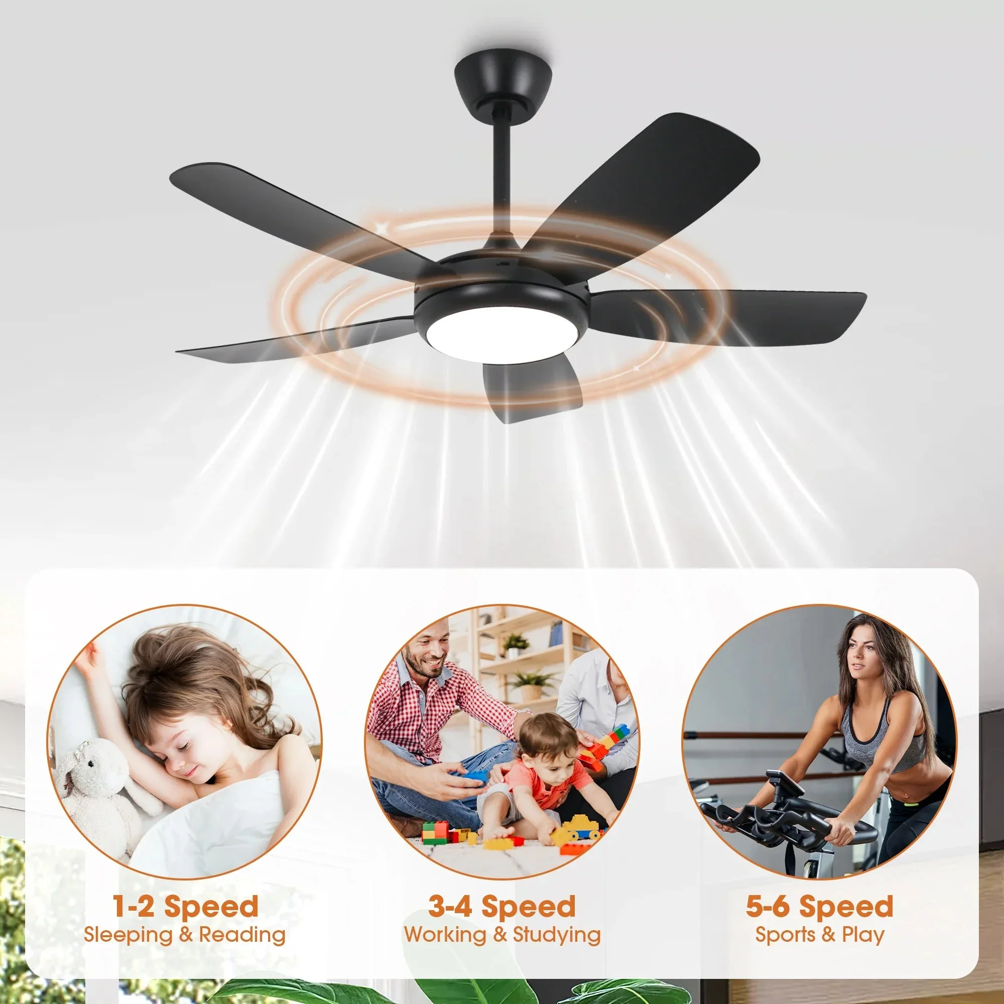 Parrot Uncle 42-Inch Gladys Modern Black LED Ceiling Fan with Remote Control (F5004BK) - Image 9