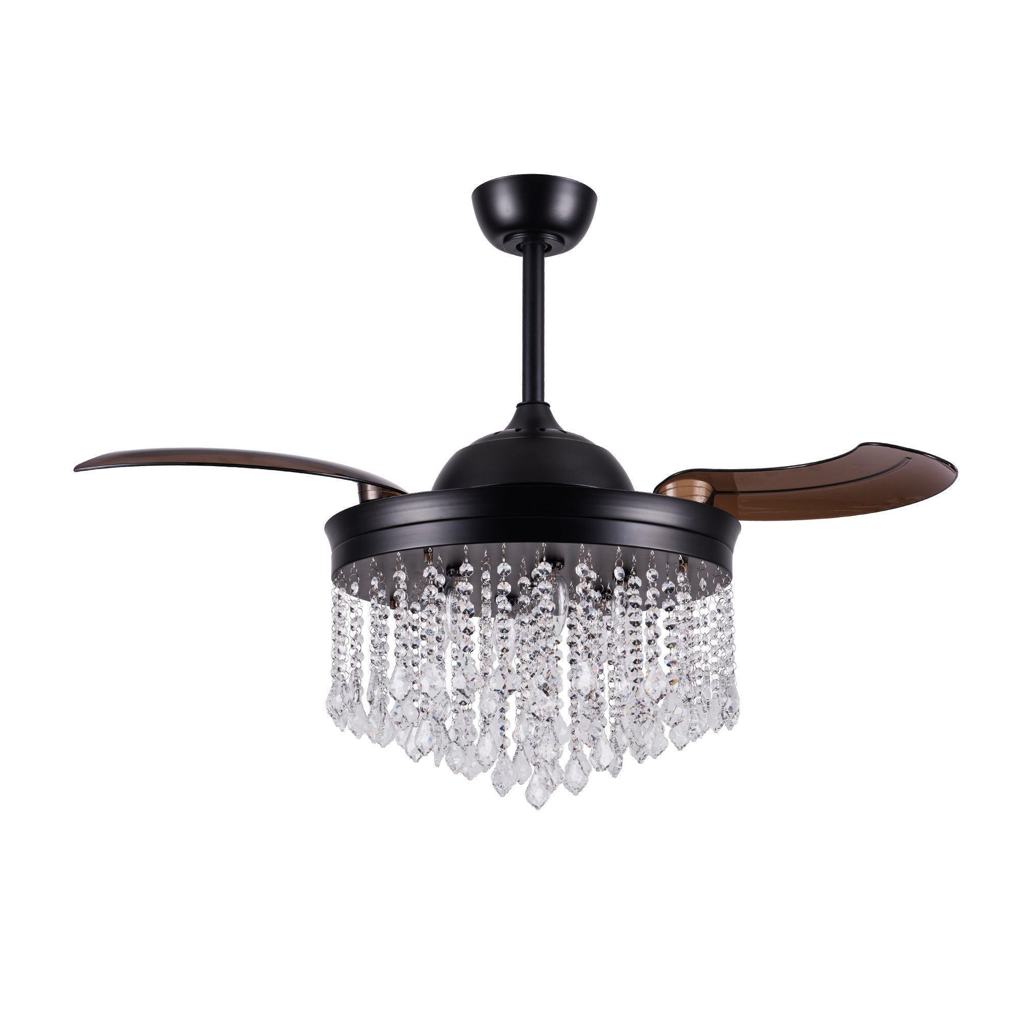 Parrot Uncle 42-Inch Mateo Modern Downrod Mount Crystal Ceiling Fan with Lighting and Remote Control - Image 11