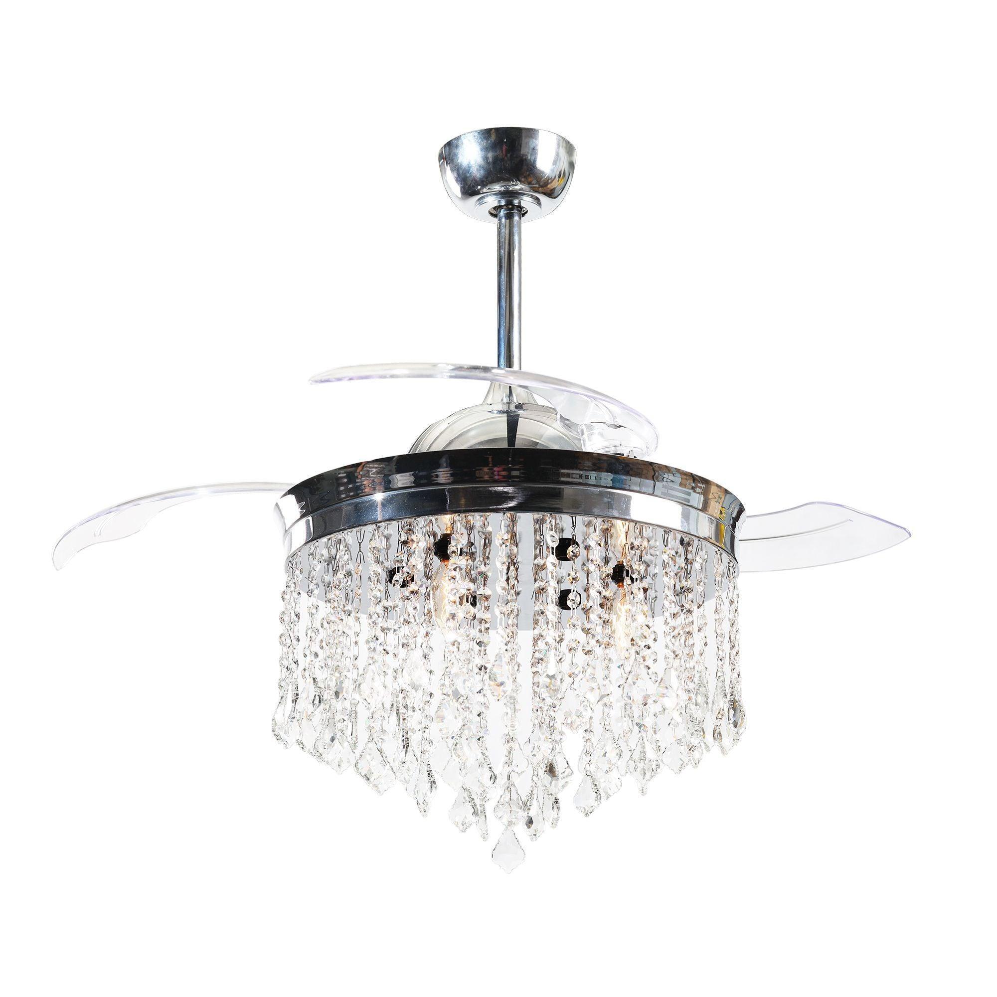 Parrot Uncle 42-Inch Mateo Modern Downrod Mount Crystal Ceiling Fan with Lighting and Remote Control - Image 3