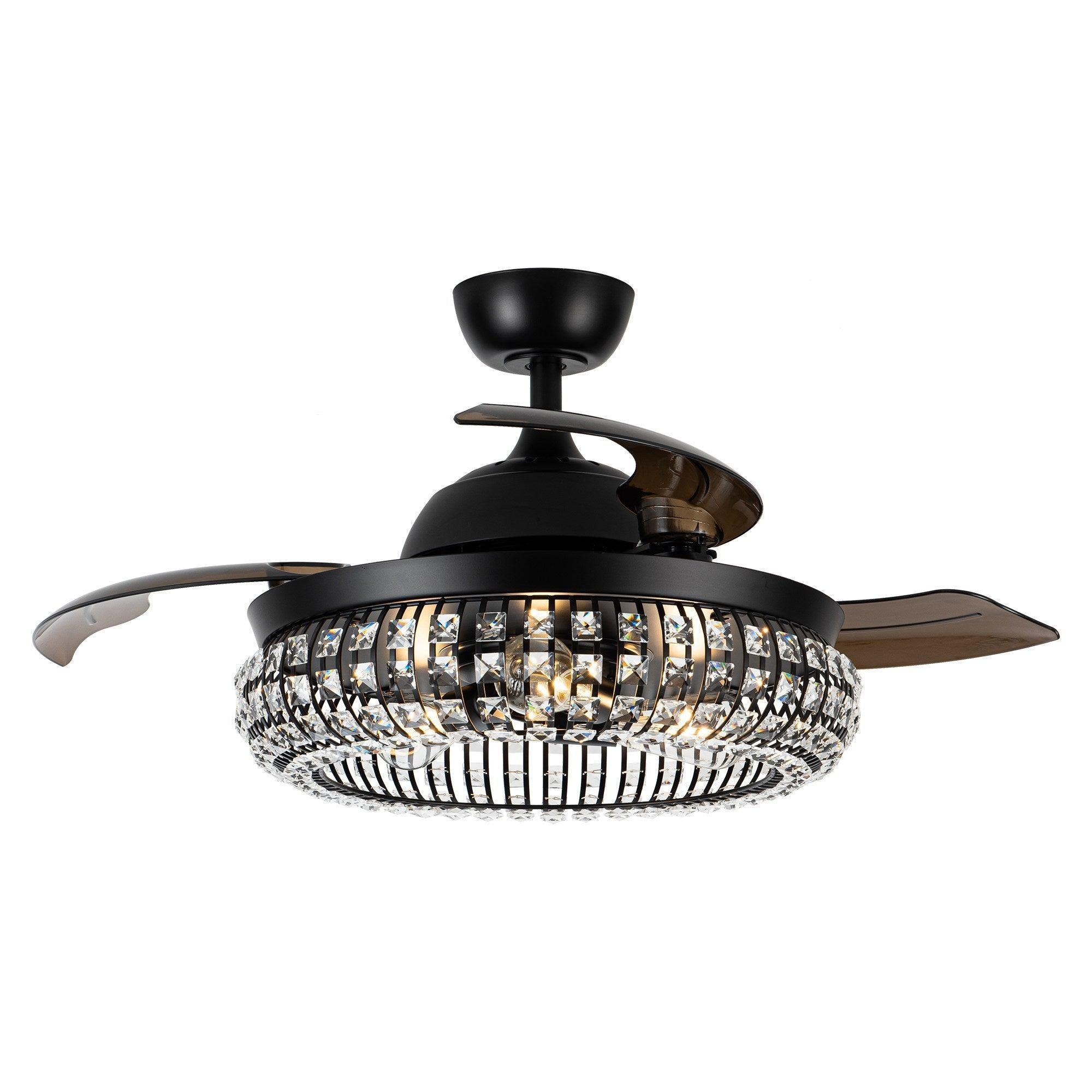 Parrot Uncle 42-Inch Modern Downrod Mount Crystal Ceiling Fan with Lighting and Remote Control (F4716Q110V) - Image 11