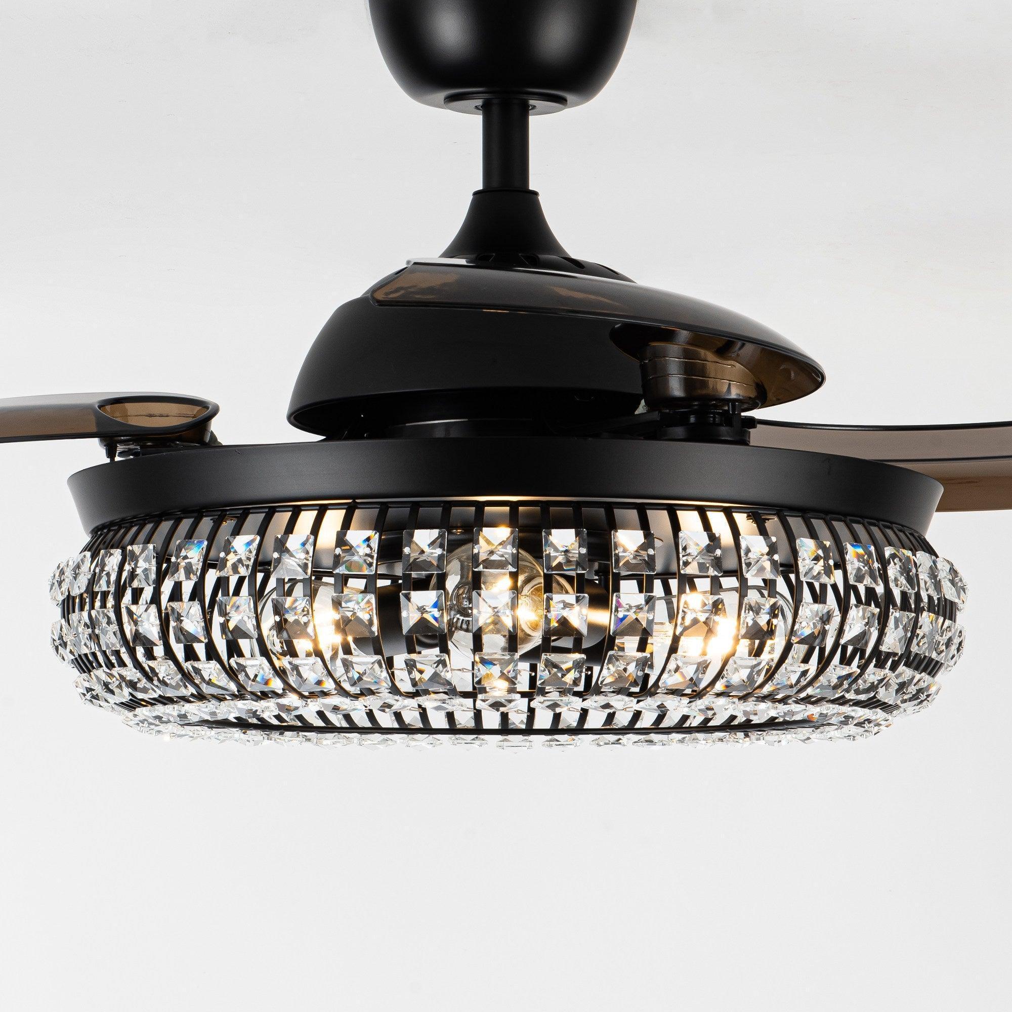 Parrot Uncle 42-Inch Modern Downrod Mount Crystal Ceiling Fan with Lighting and Remote Control (F4716Q110V) - Image 13