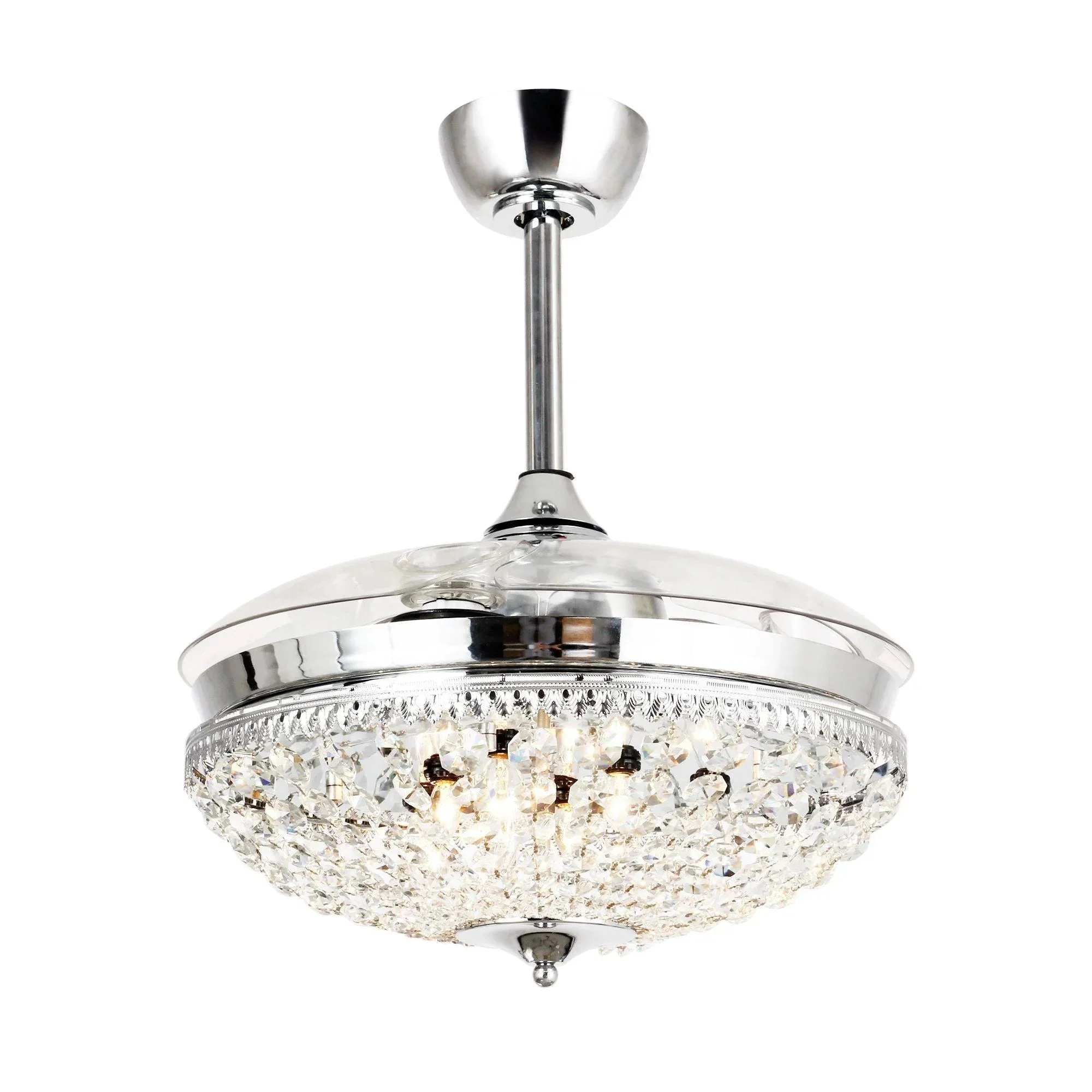 Parrot Uncle 42-Inch Servantes Modern Downrod Mount Crystal Ceiling Fan with Lighting and Remote Control - Image 12