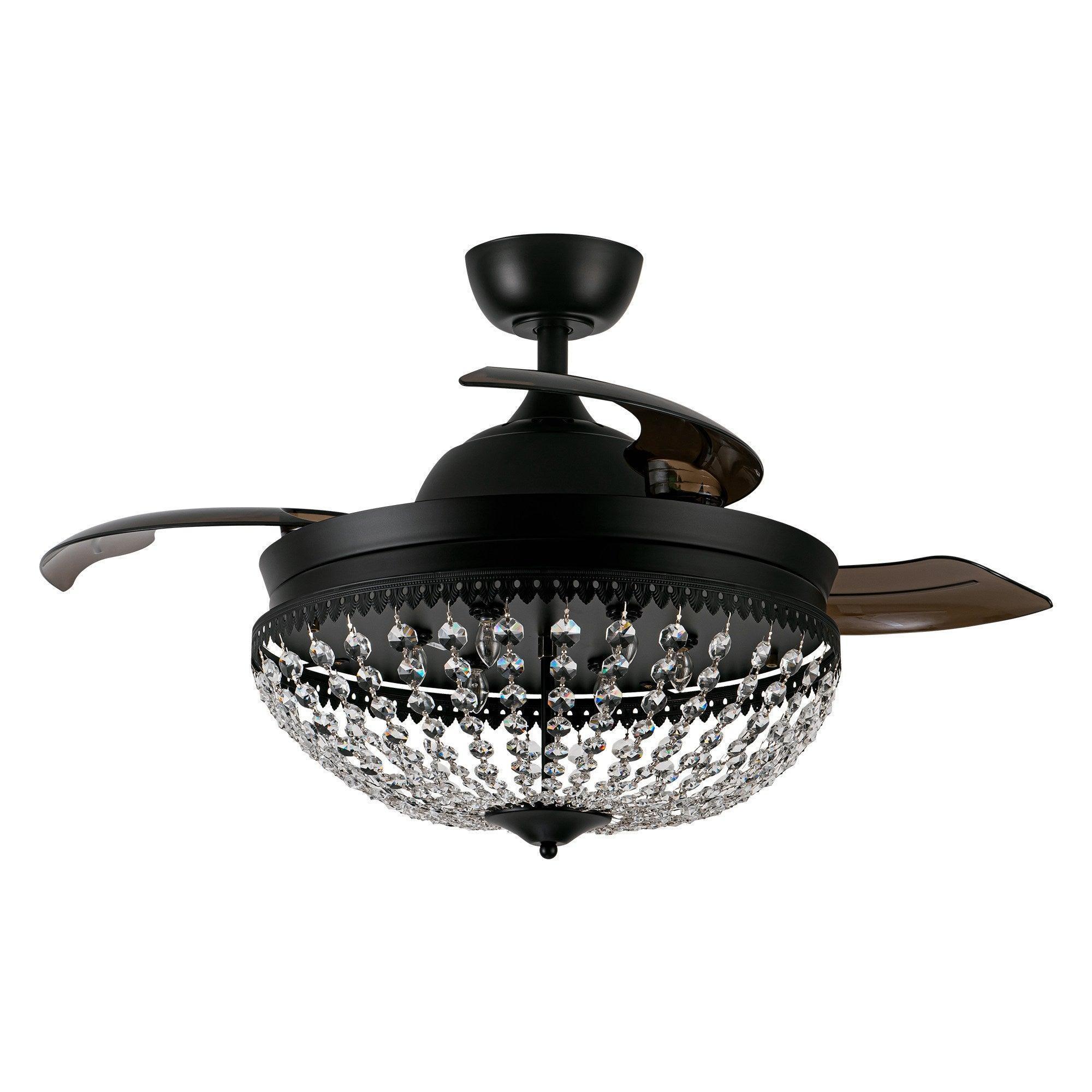 Parrot Uncle 42-Inch Servantes Modern Downrod Mount Crystal Ceiling Fan with Lighting and Remote Control - Image 20